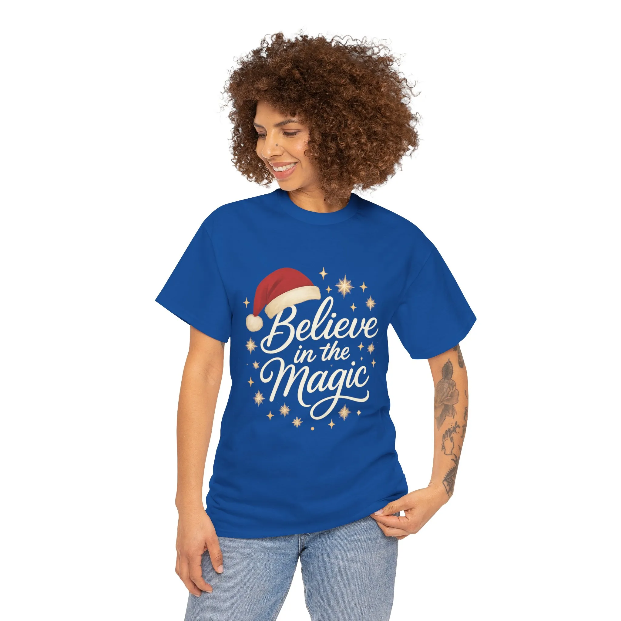 Believe in the Magic Christmas Women's Shirt, Santa Hat Holiday Tee - Image 14