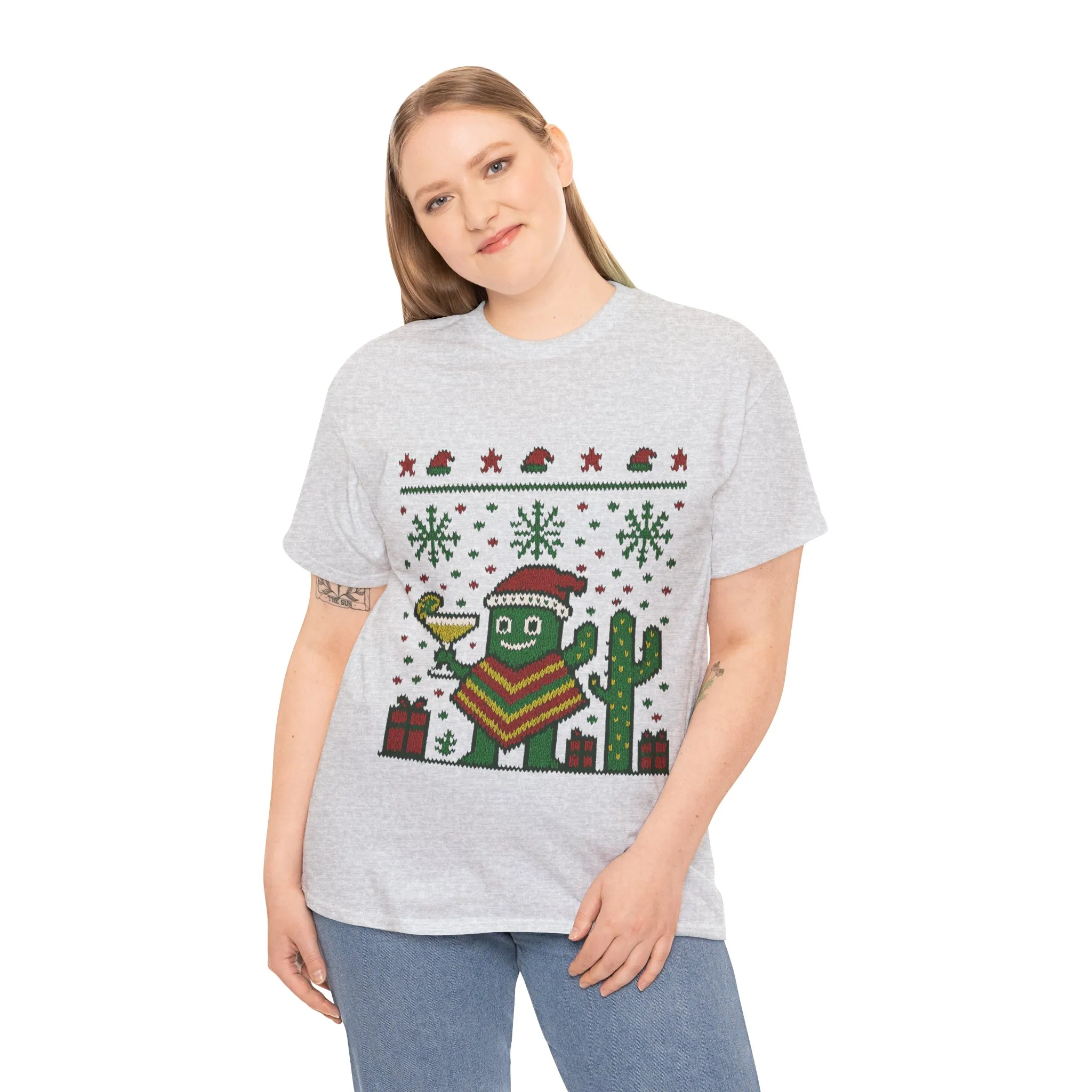 Festive Cactus Christmas Shirt, Funny Holiday Santa Hat Tee for Women, Women's Funny Xmas Shirt - Image 6