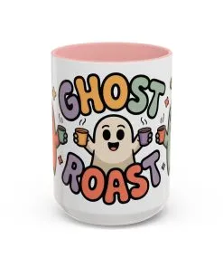 Ghost Roast Halloween Mug, Cute Spooky Coffee Cup, Kawaii Ghost Drinkware, Funny Fall Mug Gift for Coffee Lovers, Accent Coffee Mug (15oz)