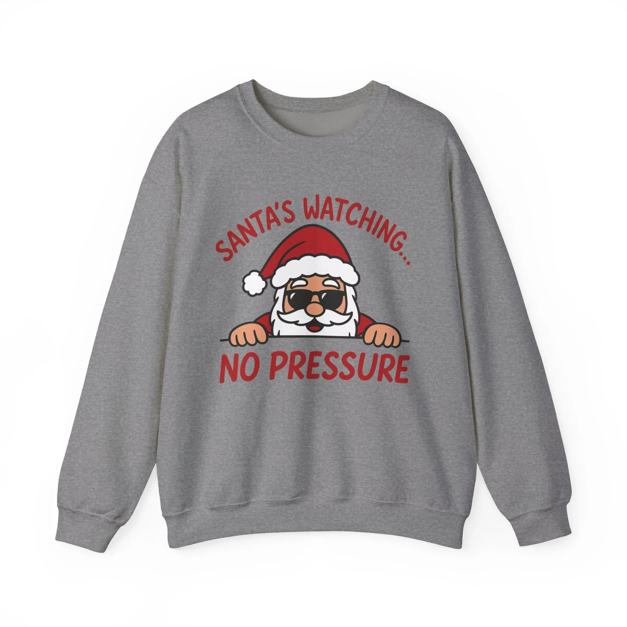 Santa's Watching No Pressure Men's Christmas Sweatshirt, Funny Holiday Jumper - Image 13