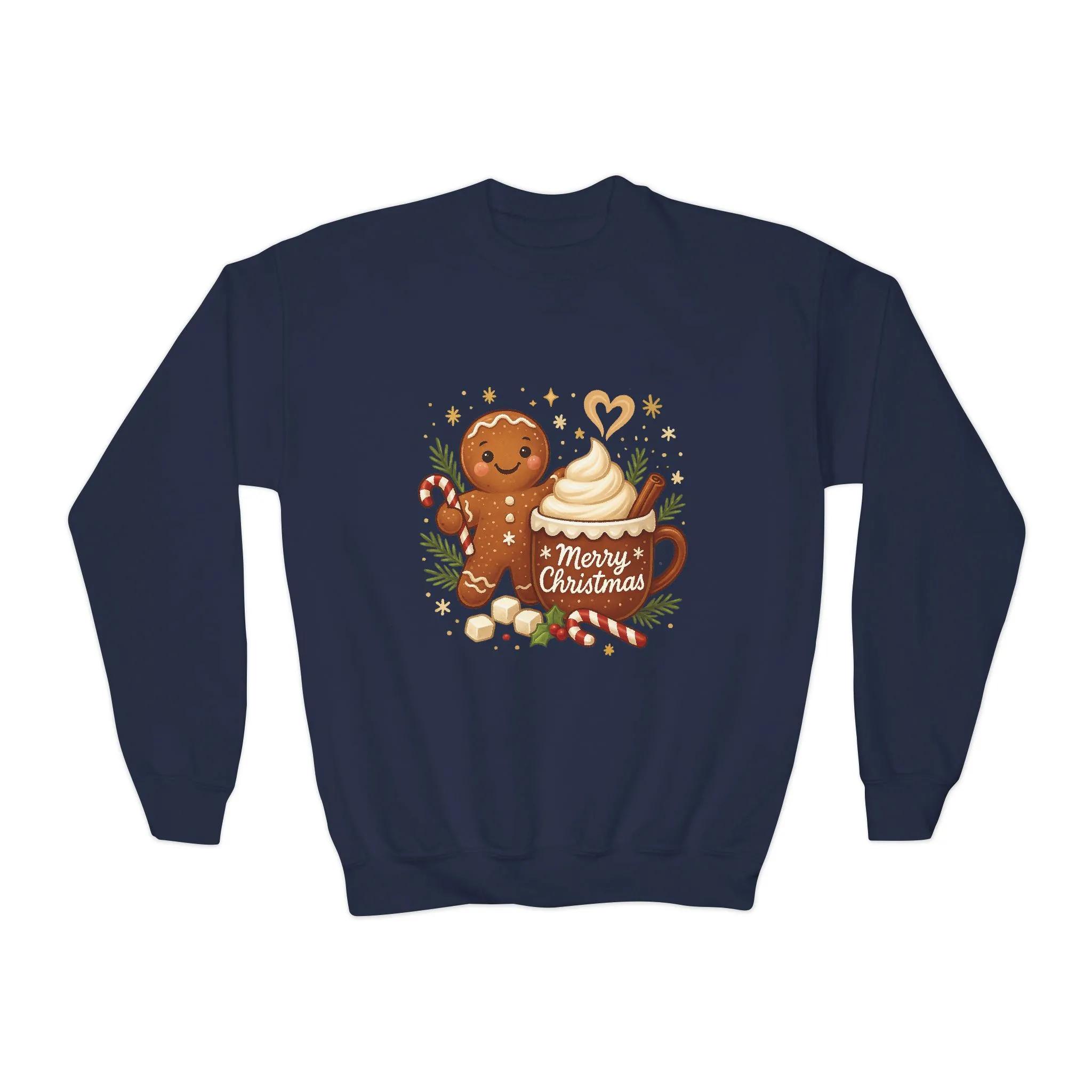 Gingerbread - Hot Cocoa Christmas Sweatshirt for Girls, Cozy Holiday Jumper, Youth Crewneck Sweatshirt - Image 11