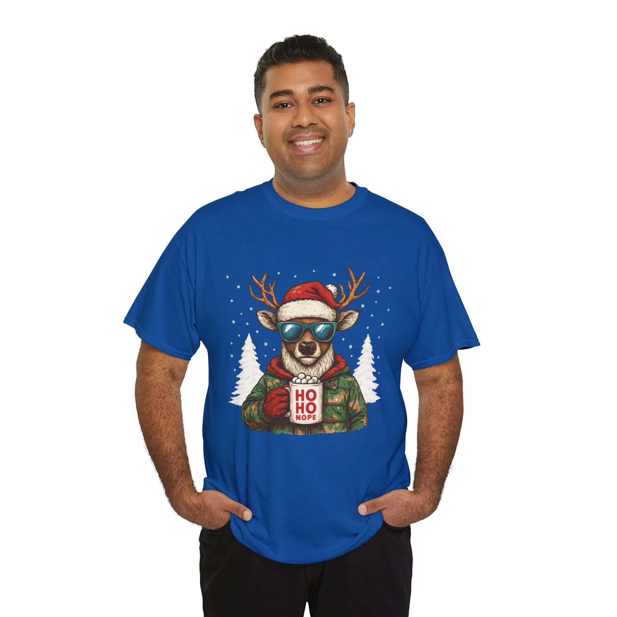 Men's HO HO NOPE Funny Christmas Sweatshirt, Cool Reindeer Pullover - Image 24