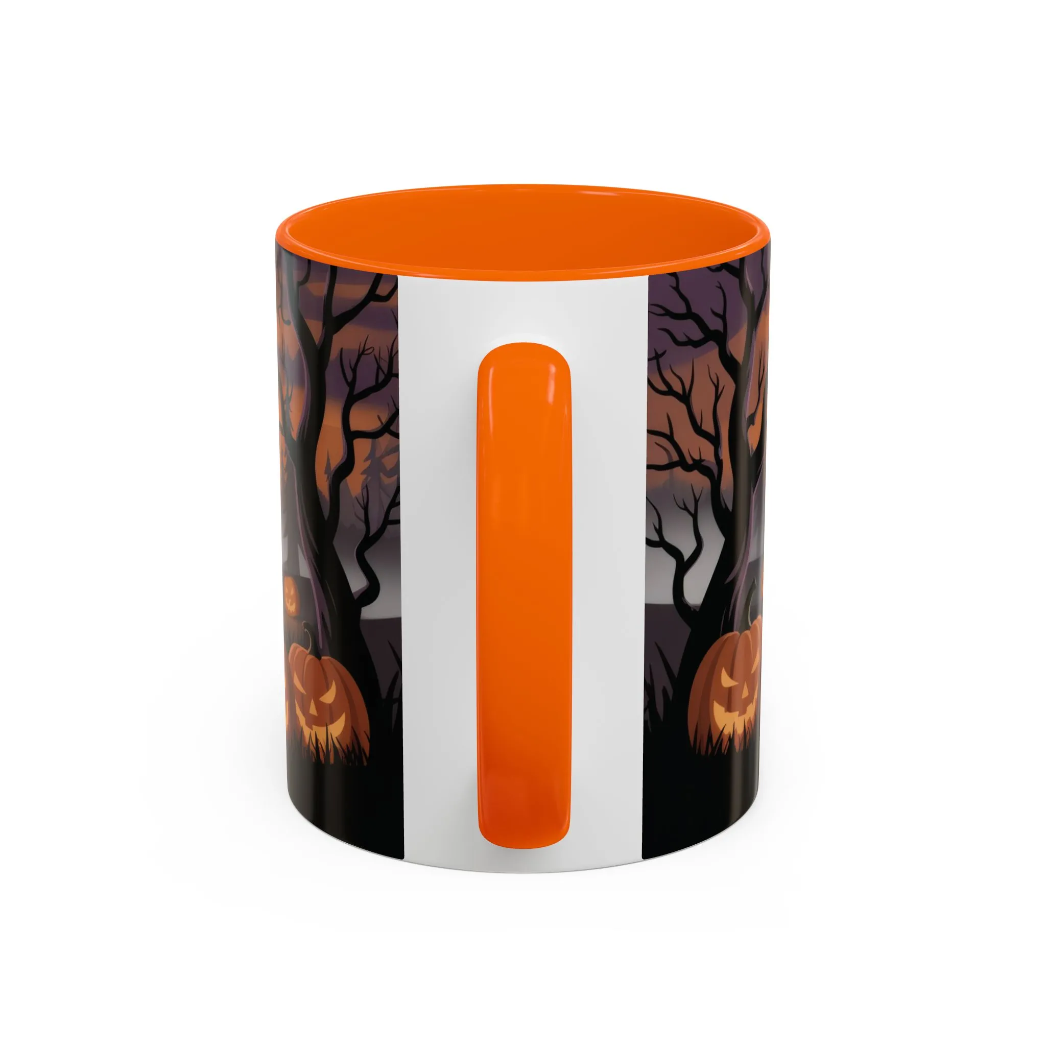 Halloween Pumpkin Forest Mug, Spooky Sunset Landscape Coffee Cup, Gothic Fall Gift for Her - Him, Accent Coffee Mug (11, 15oz) - Image 4