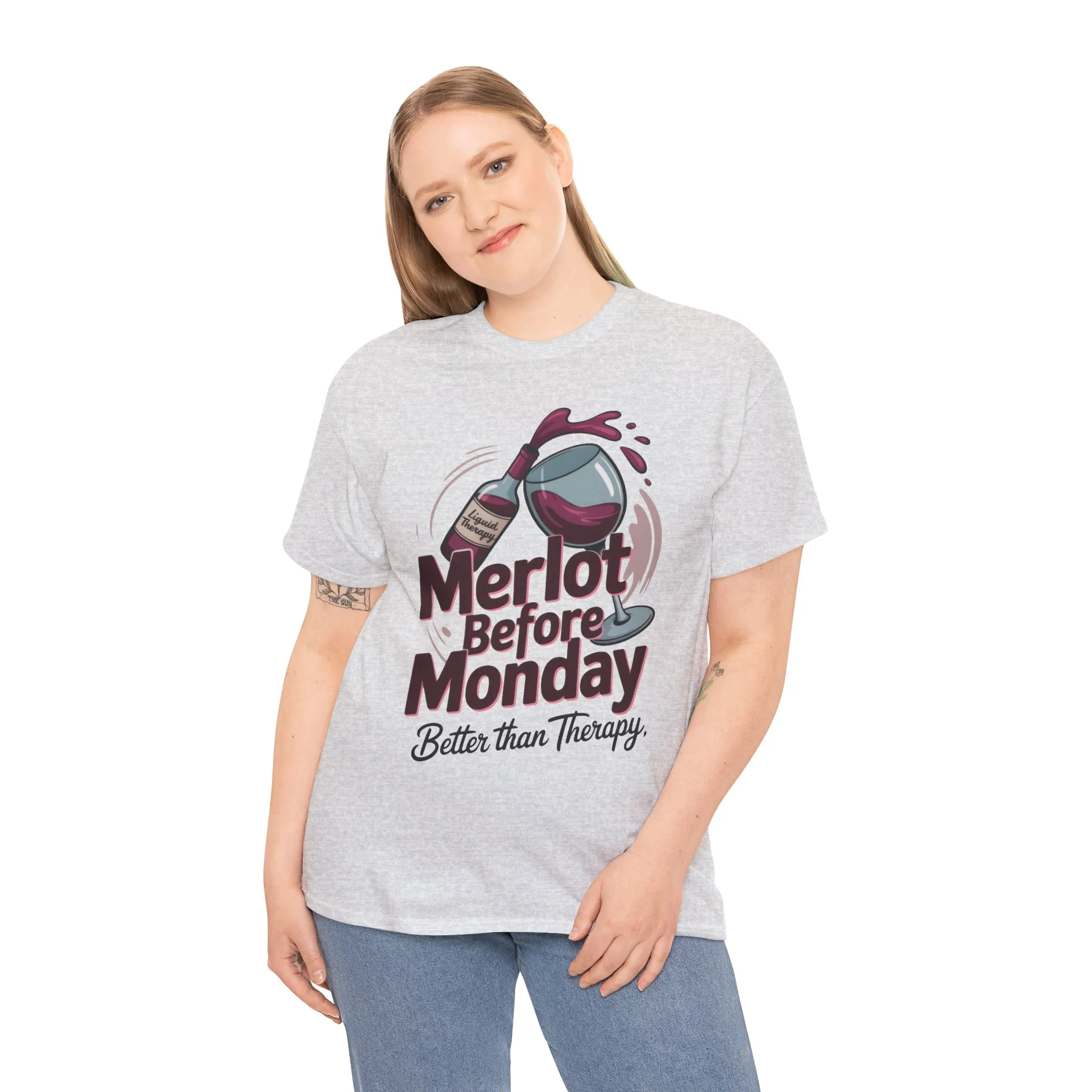 Merlot Before Monday Shirt Women, Funny Wine Tee, Better Than Therapy Tee, Wine Lover Gift - Image 9