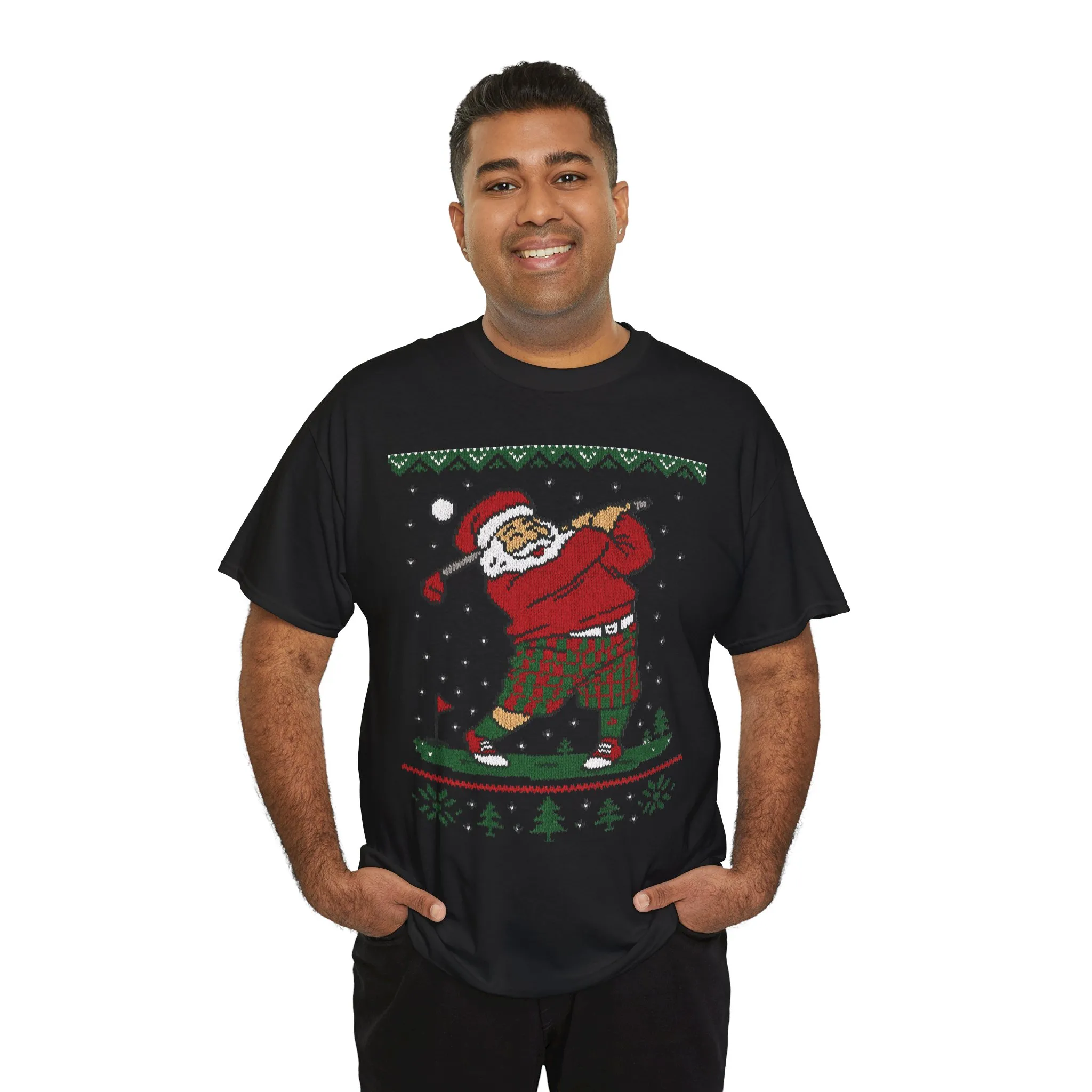 Funny Golfing Santa Christmas T-Shirt, Ugly Christmas Golf Shirt for Men, Holiday Golf Player Tee - Image 6