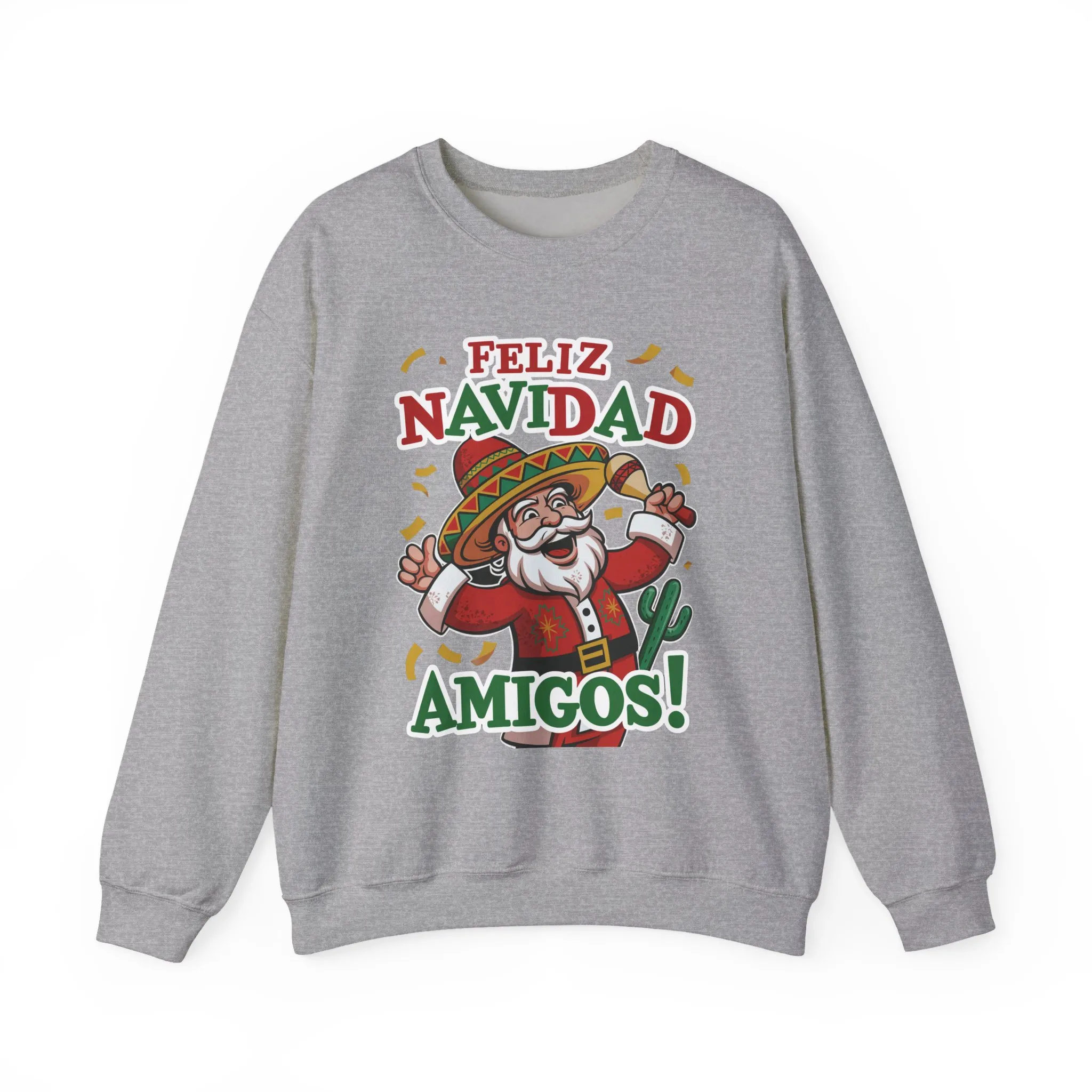 Feliz Navidad Amigos Sweatshirt, Funny Mexican Santa Christmas Jumper, Latin Holiday Fiesta Pullover - Image 10
