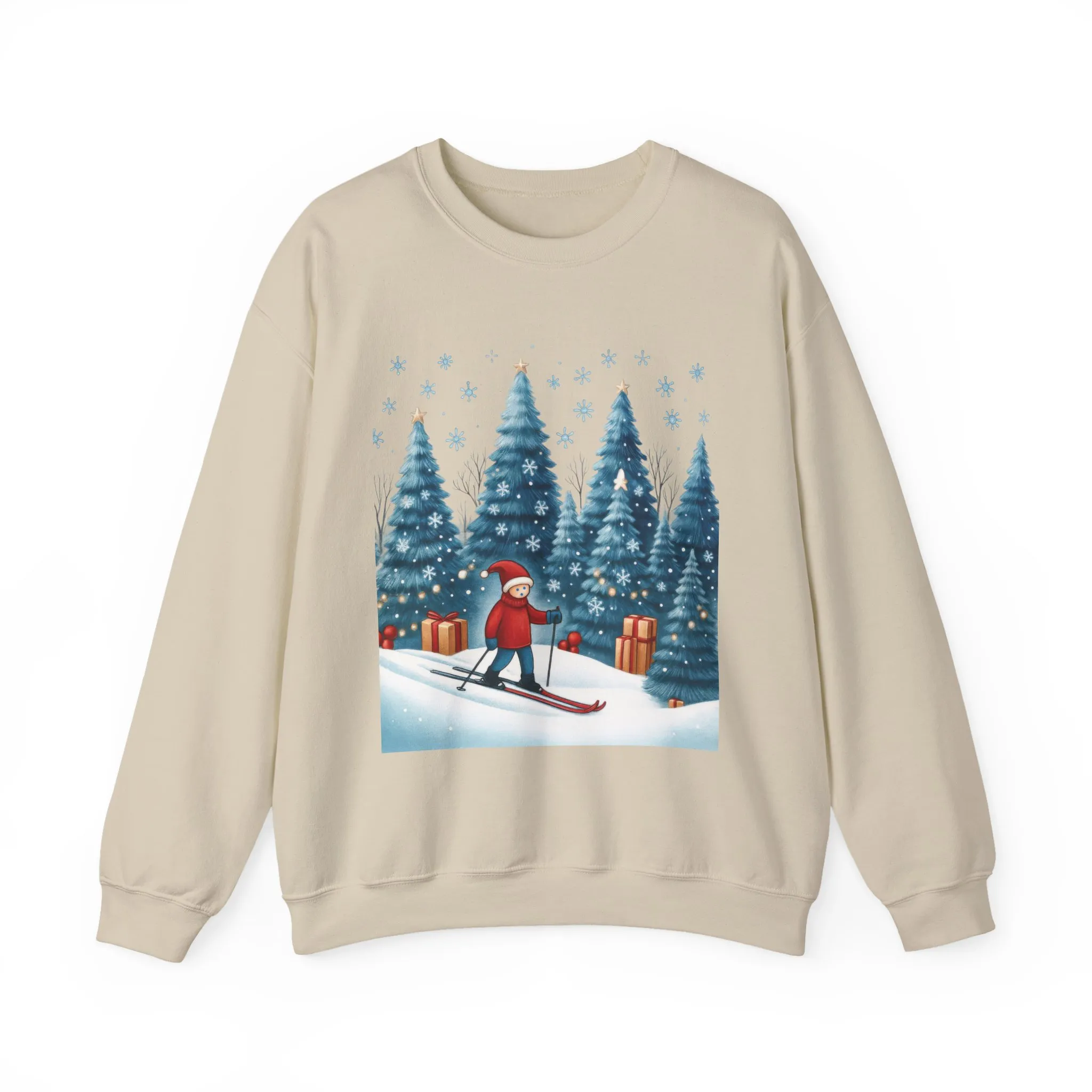 Womens Christmas Skiing Sweatshirt, Cozy Winter Holiday Pullover, Women's Heavy Blend™ Crewneck Sweatshirt - Image 10