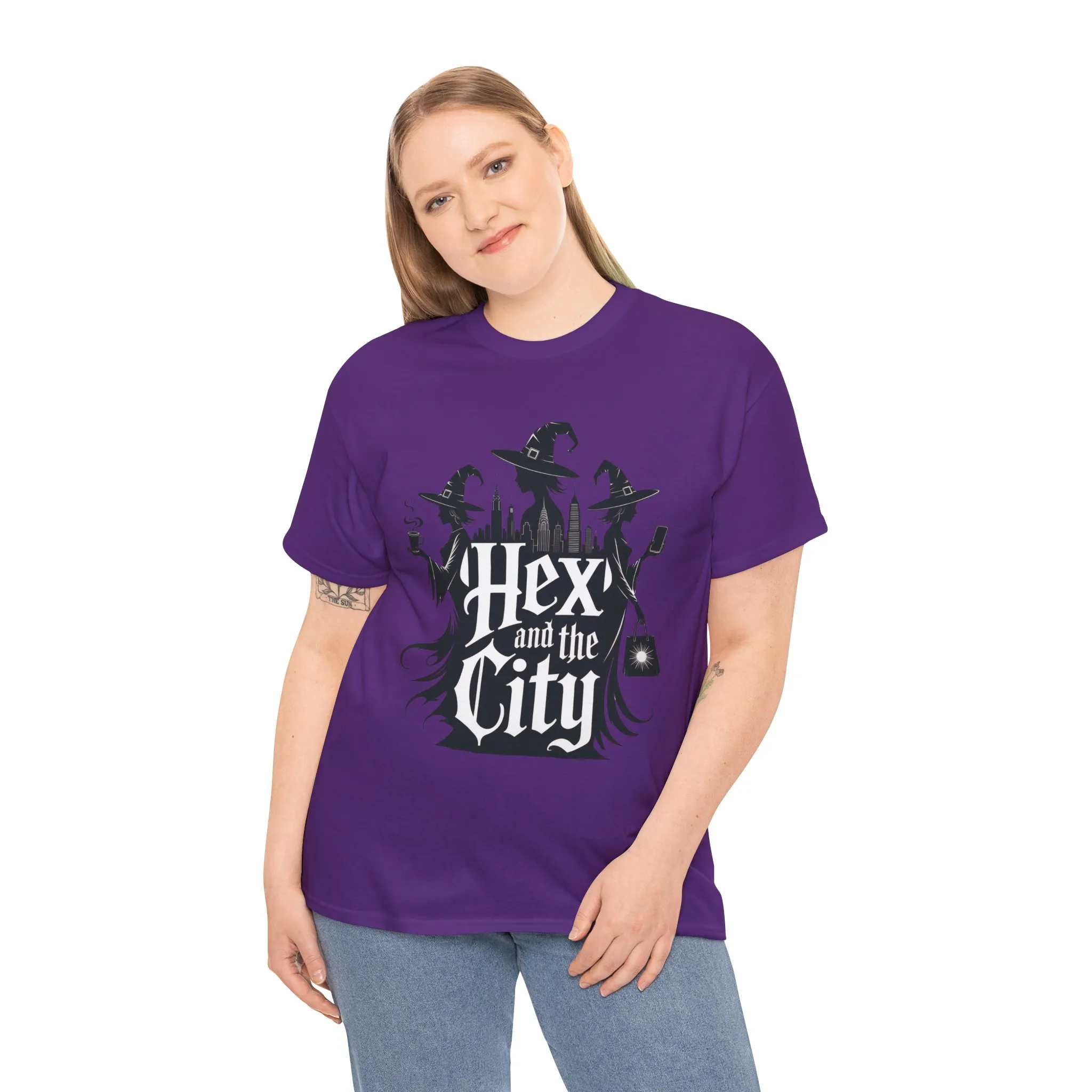 Women's Hex and the City Witch Shirt, Gothic Witches New York Skyline Halloween T-Shirt for Women - Image 21