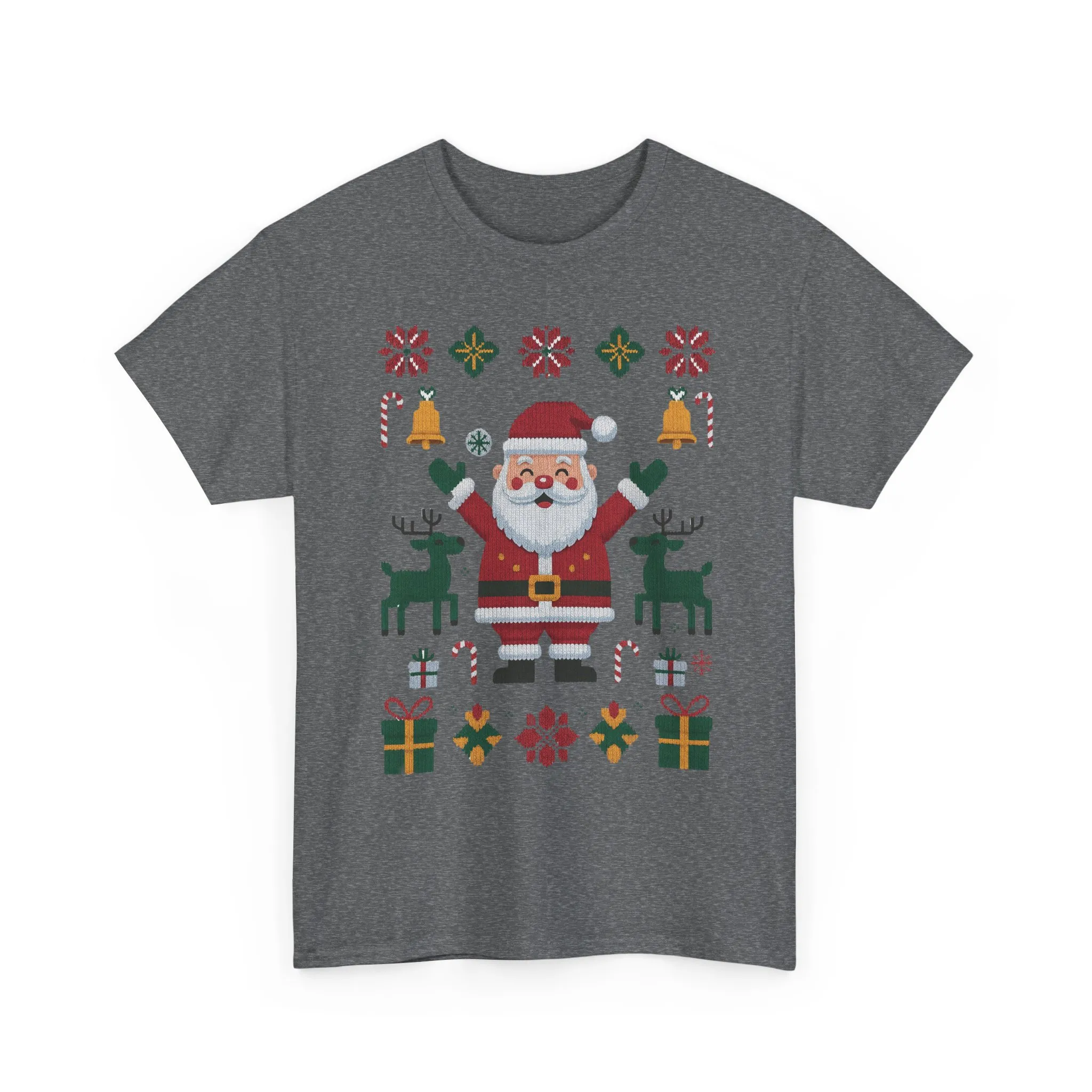 Santa Christmas T-Shirt, Cute Reindeer Holiday Tee, Classic Nordic Christmas Shirt for Women - Image 16