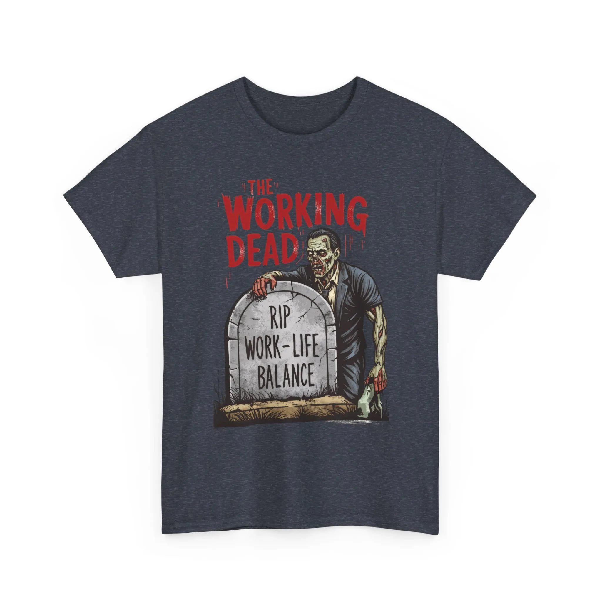 The Working Dead Shirt Men, Funny Work Life Balance Zombie Tee, RIP Work Shirt, Halloween Tee - Image 2