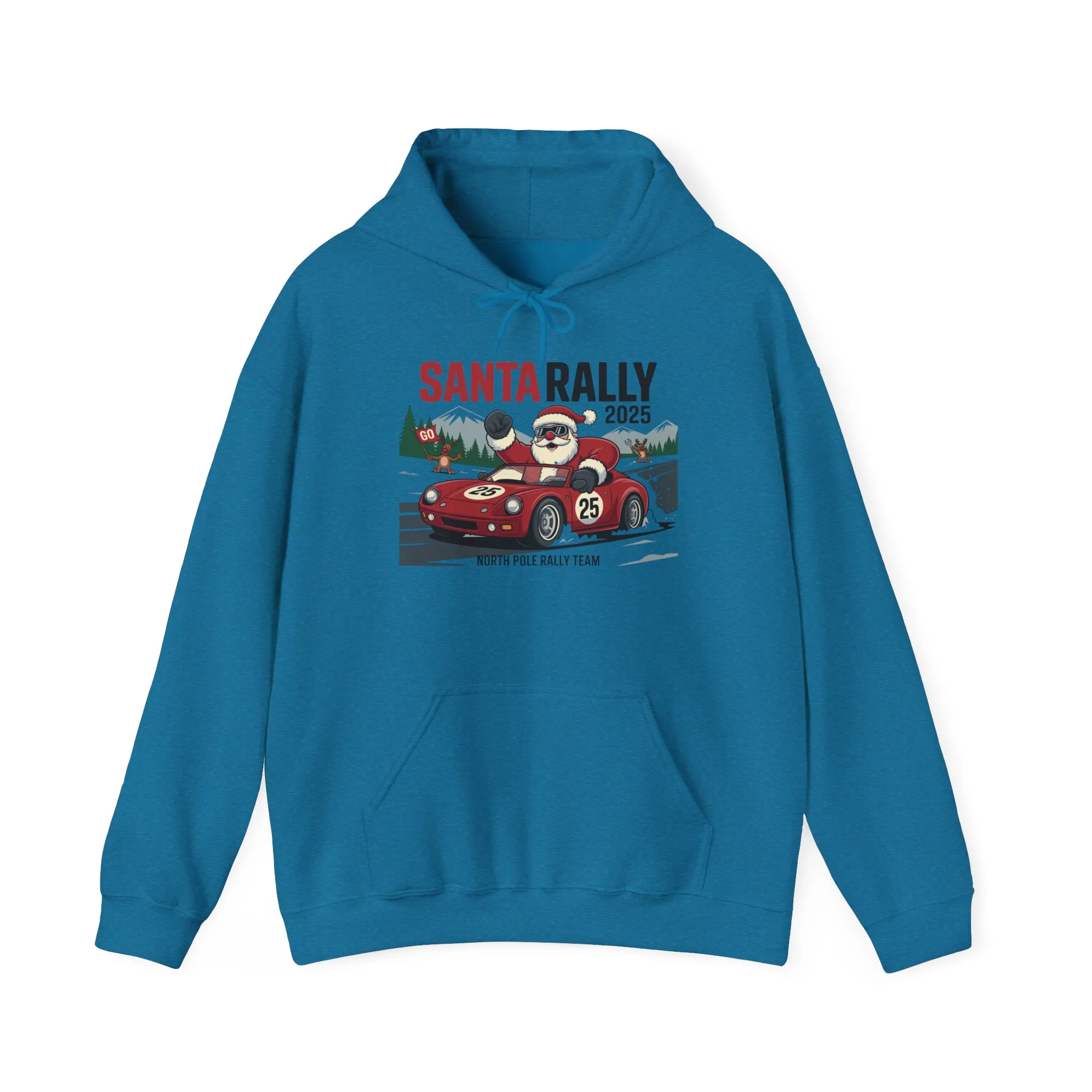 Santa Rally 2025 Christmas Sweatshirt, Funny Santa Racing Hoodie for Men, North Pole Rally Team Holiday Jumper - Image 25