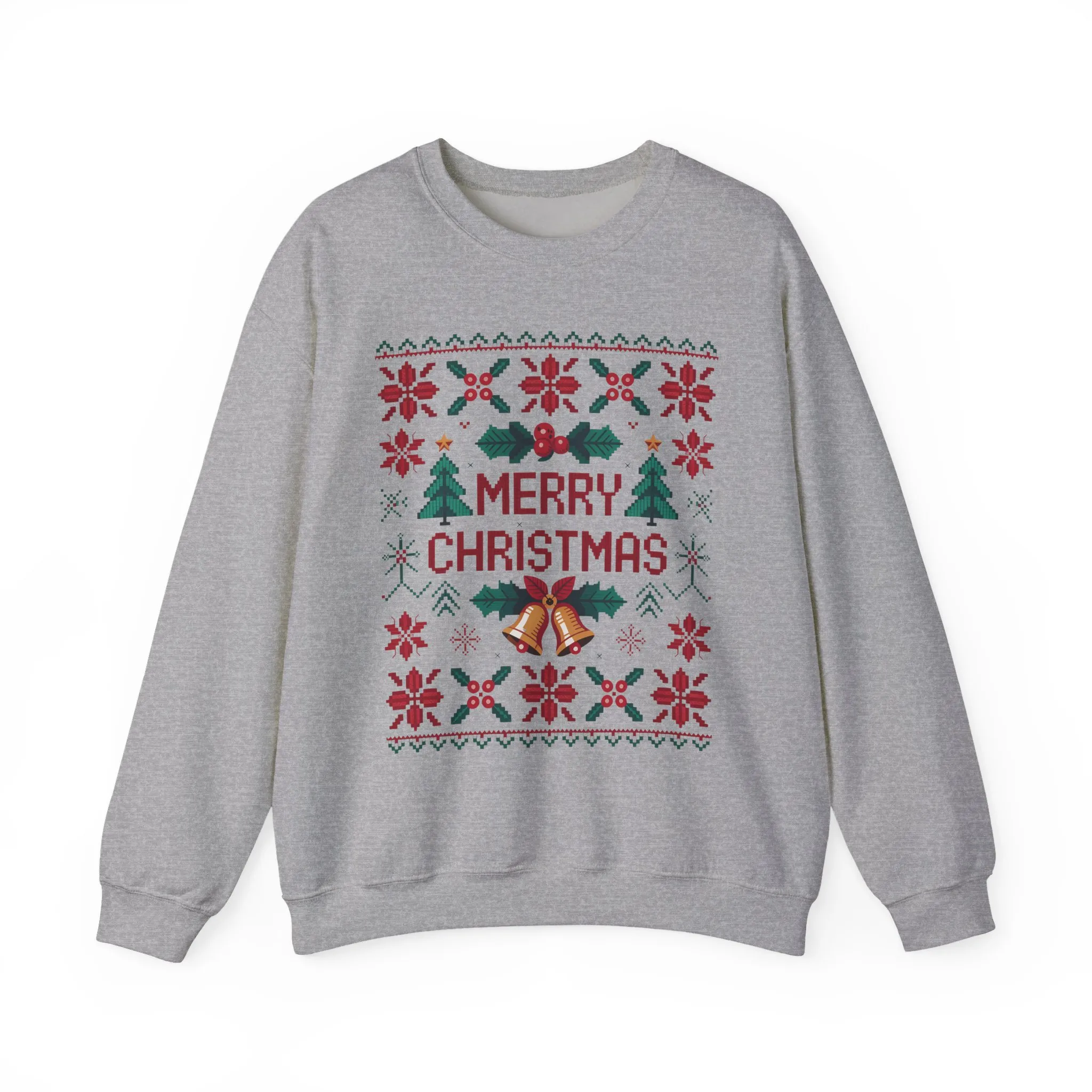 Merry Christmas Women's Sweatshirt, Cozy Knit Look Holiday Jumper, Classic Festive Winter Style Crewneck Sweatshirt - Image 13