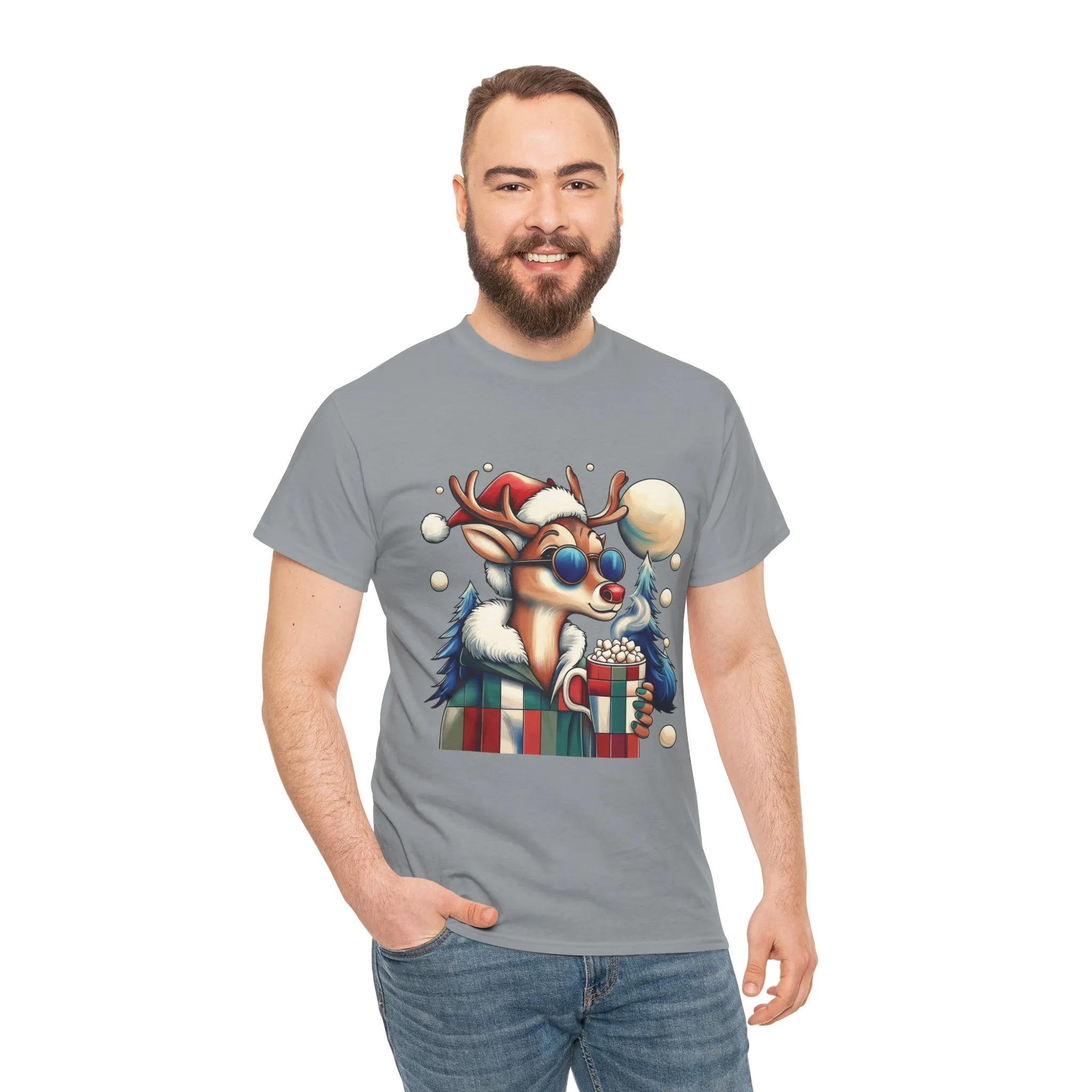 Cool Reindeer Christmas T-Shirt, Funny Holiday Shirt for Men - Image 11