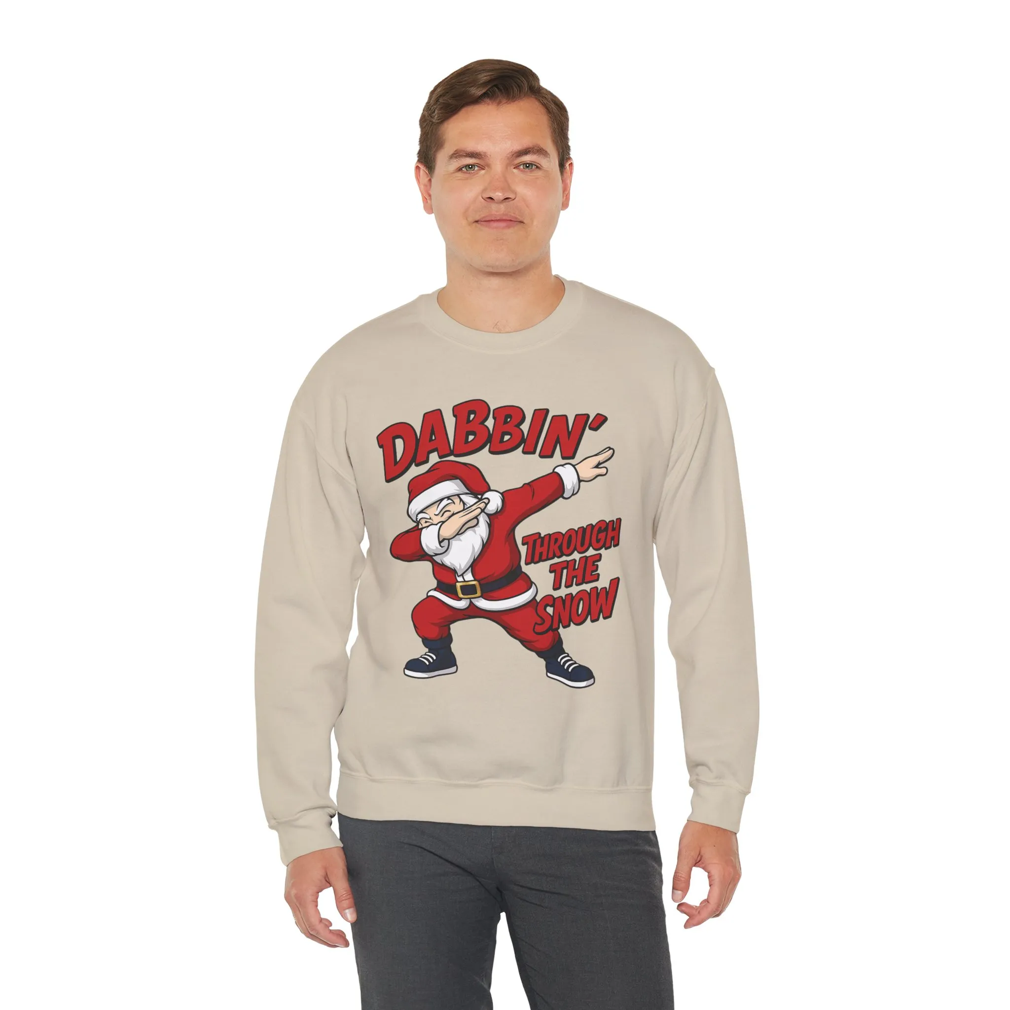 Dabbin Through The Snow Santa Men's Christmas Sweatshirt, Funny Holiday Jumper - Image 9