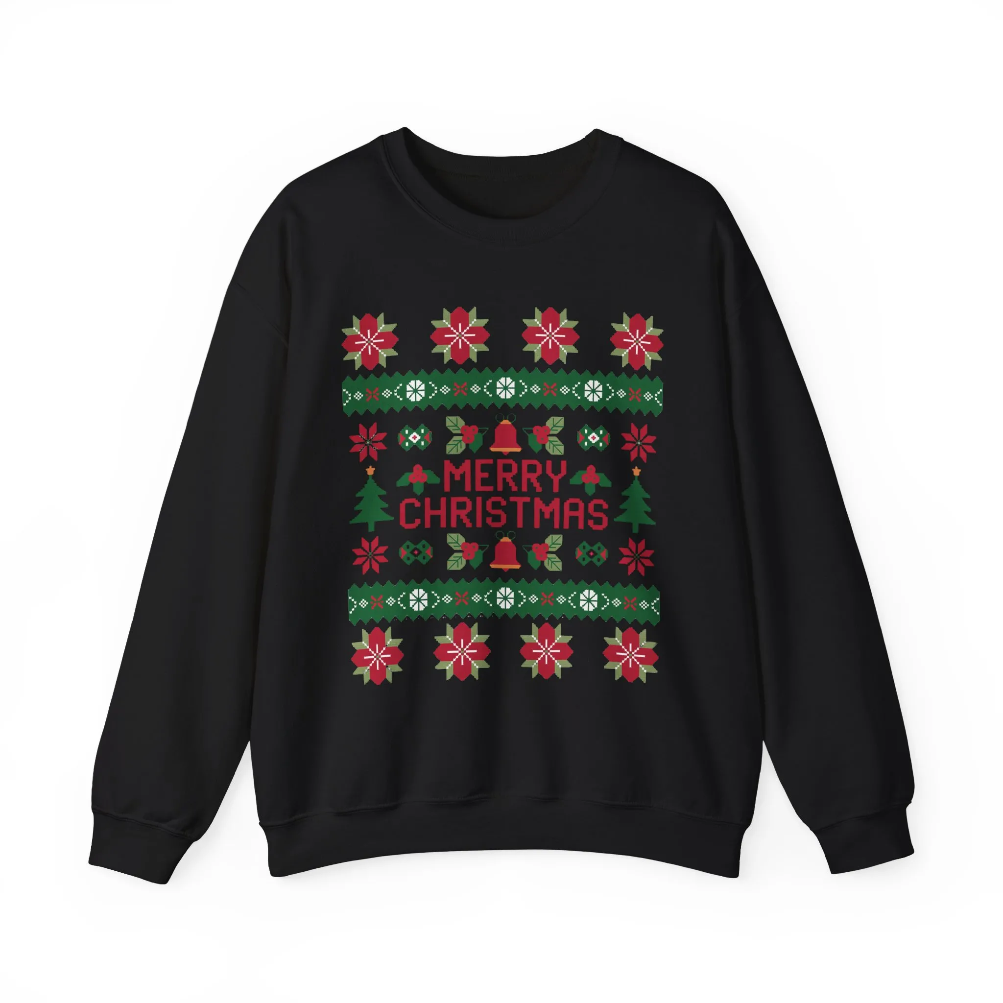 Merry Christmas Women's Sweatshirt, Cozy Ugly Sweater Look Pullover, Festive Knit Style Jumper - Image 7