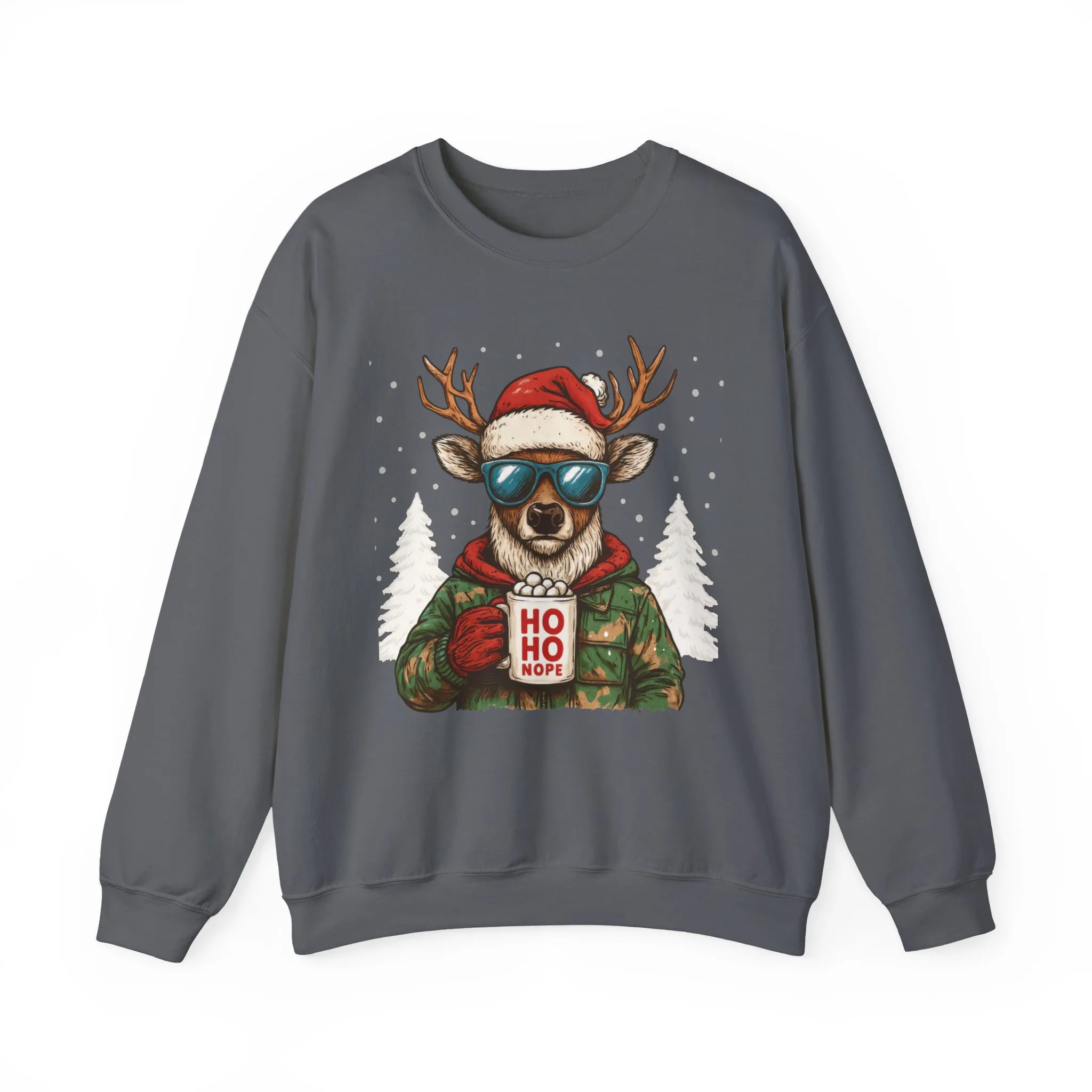 Men's HO HO NOPE Funny Christmas T-Shirt, Cool Reindeer Holiday Tee - Image 19