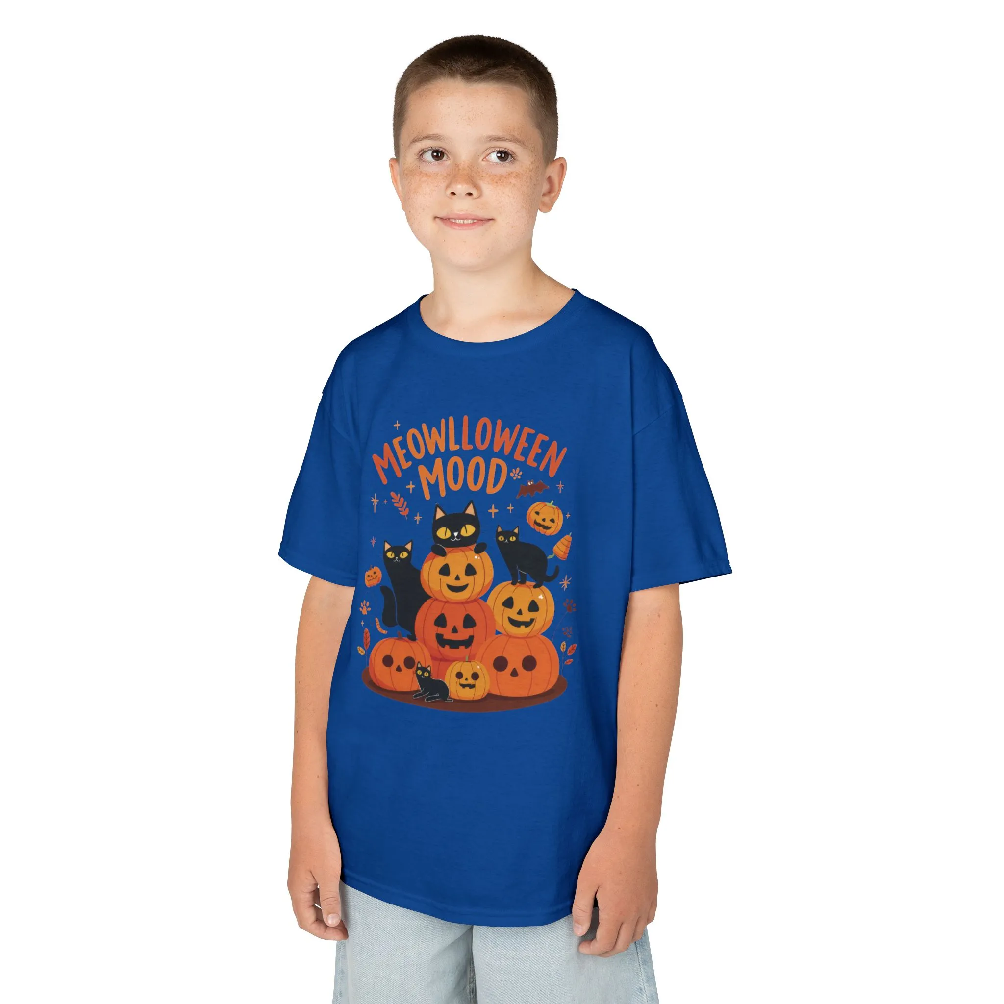 Meowlloween Mood Kids Shirt, Cute Black Cat Halloween T-Shirt for Girls and Boys, Funny Pumpkin Cat Tee, Cozy Fall Cat Lover Gift - Image 21