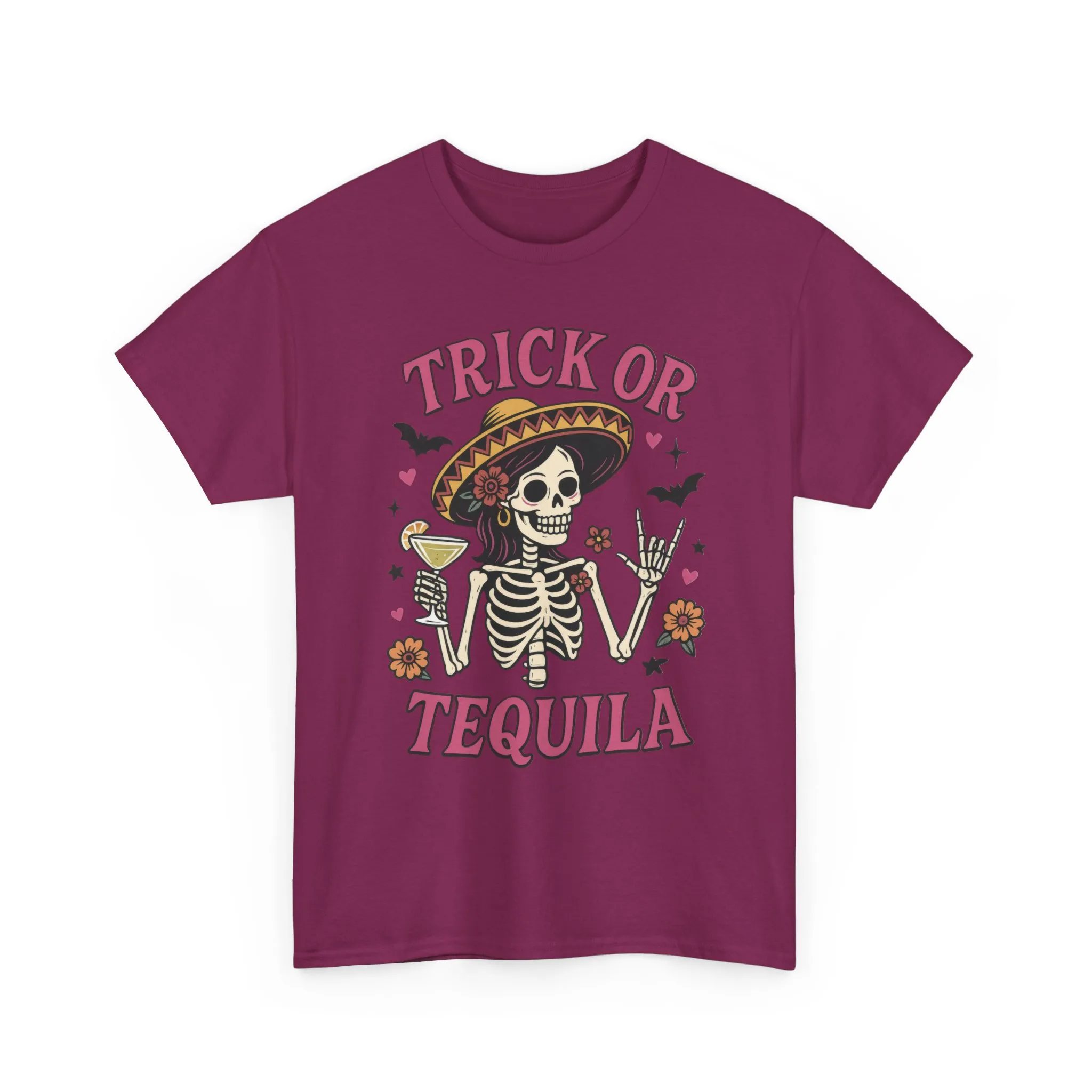 Trick or Tequila Women's T-Shirt, Funny Halloween Skeleton Drinking Shirt, Party Graphic Tee - Image 25