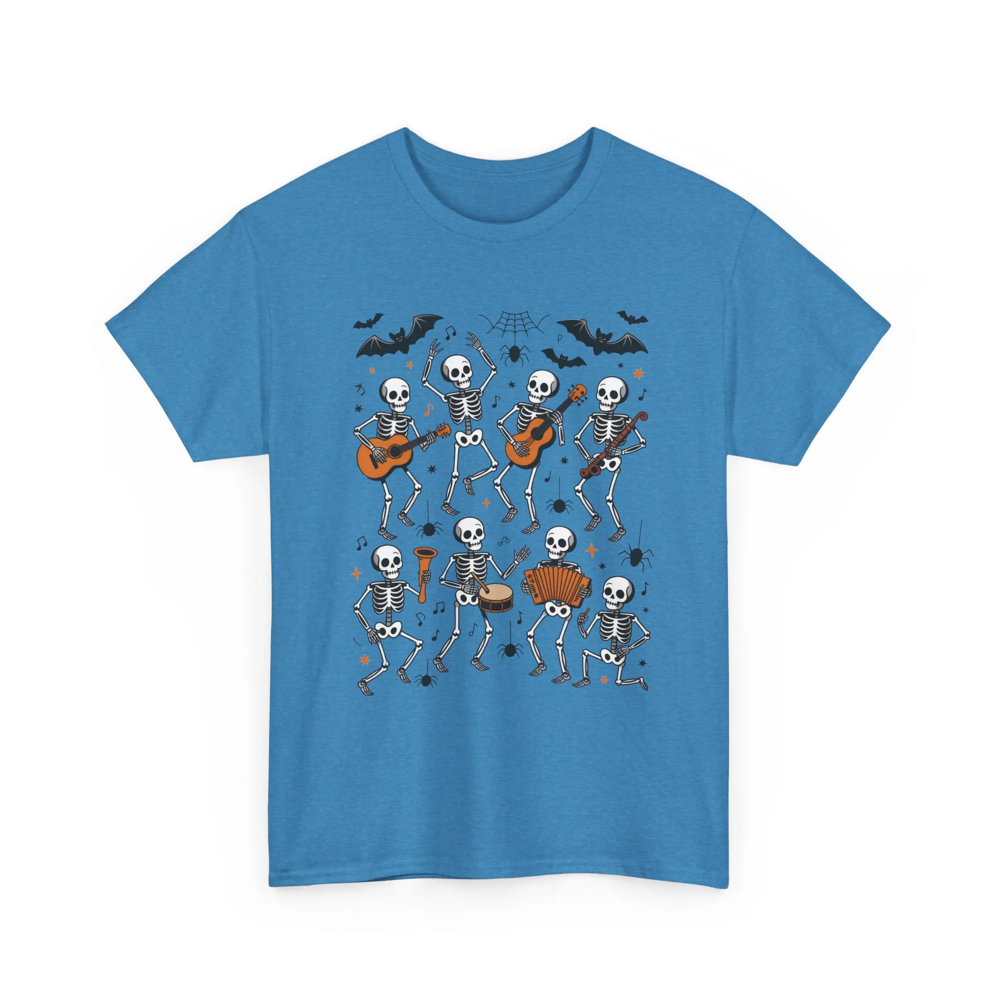 Dancing Skeleton Band Halloween T-Shirt for Men, Funny Spooky Music Tee, Rock and Roll Skeleton Shirt, Cool Halloween Party Outfit - Image 21