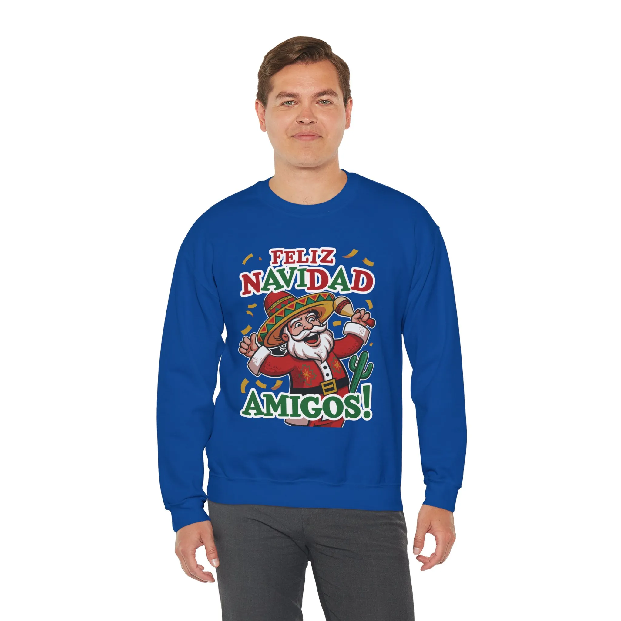 Feliz Navidad Amigos Sweatshirt, Funny Mexican Santa Christmas Jumper, Latin Holiday Fiesta Pullover - Image 21
