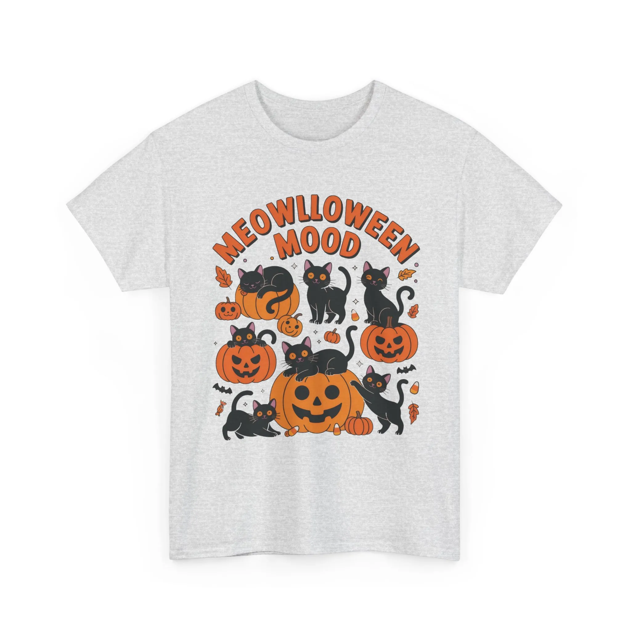 Meowlloween Mood Cat Shirt for Women, Cute Black Cat and Pumpkin Halloween Tee, Cozy Fall Kawaii Spooky Graphic Top, Cat Lover Gift - Image 4