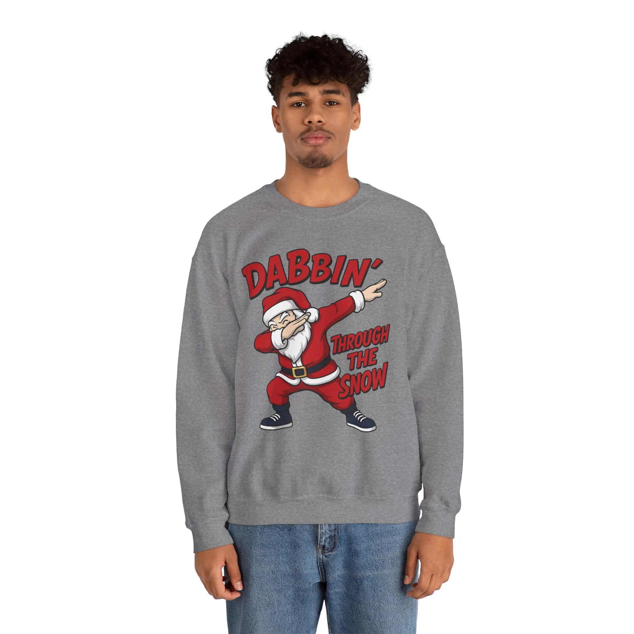 Dabbin Through The Snow Santa Men's Christmas Sweatshirt, Funny Holiday Jumper - Image 3