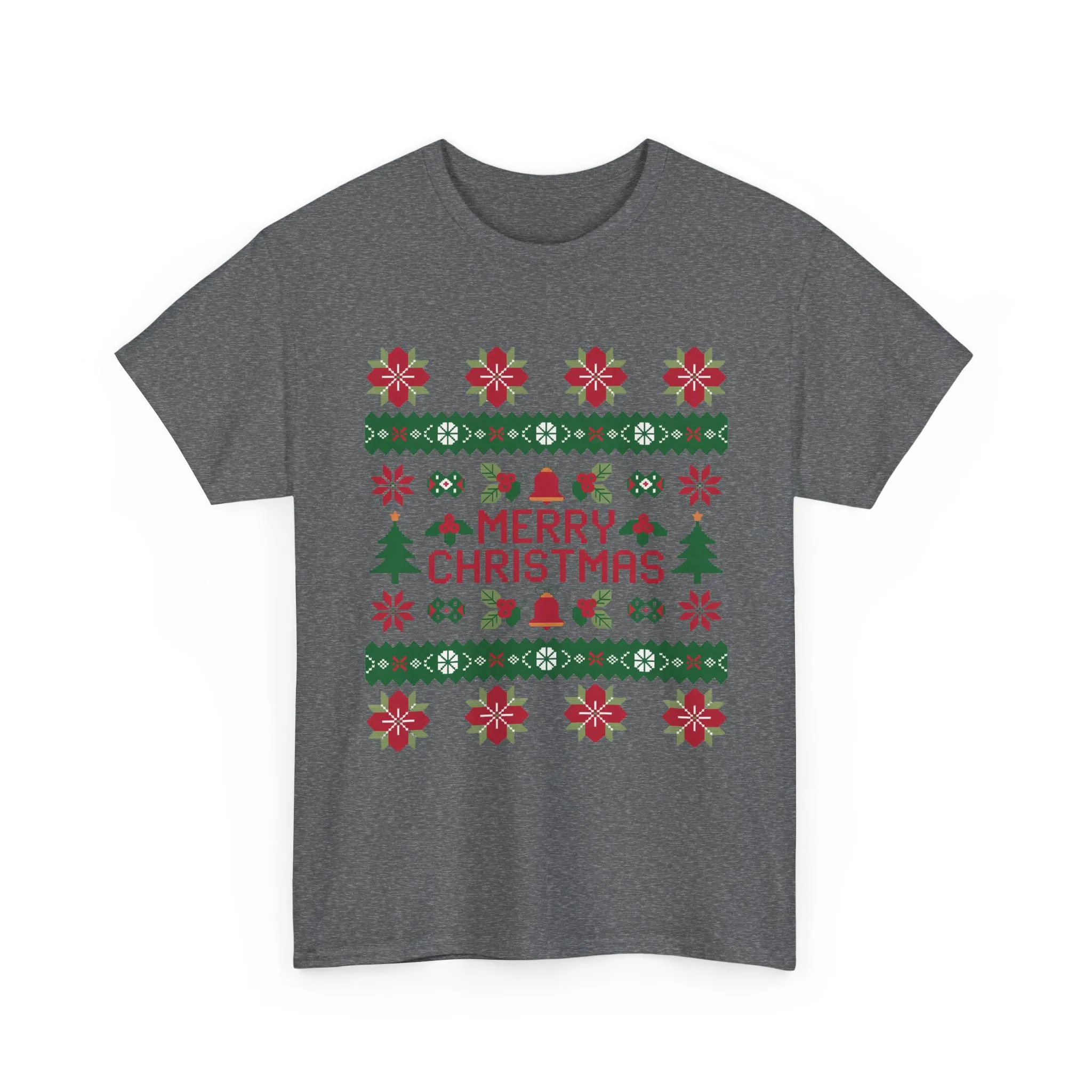 Merry Christmas Women's T-Shirt, Festive Ugly Sweater Style Tee, Classic Holiday Knit Pattern Shirt - Image 16