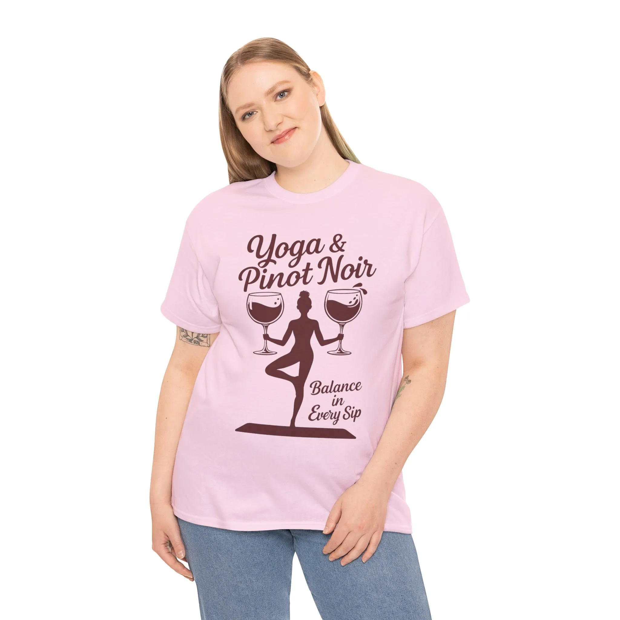 Yoga and Wine Shirt Women, Funny Pinot Noir Tee, Balance in Every Sip Tee, Yoga Lover Gift - Image 3