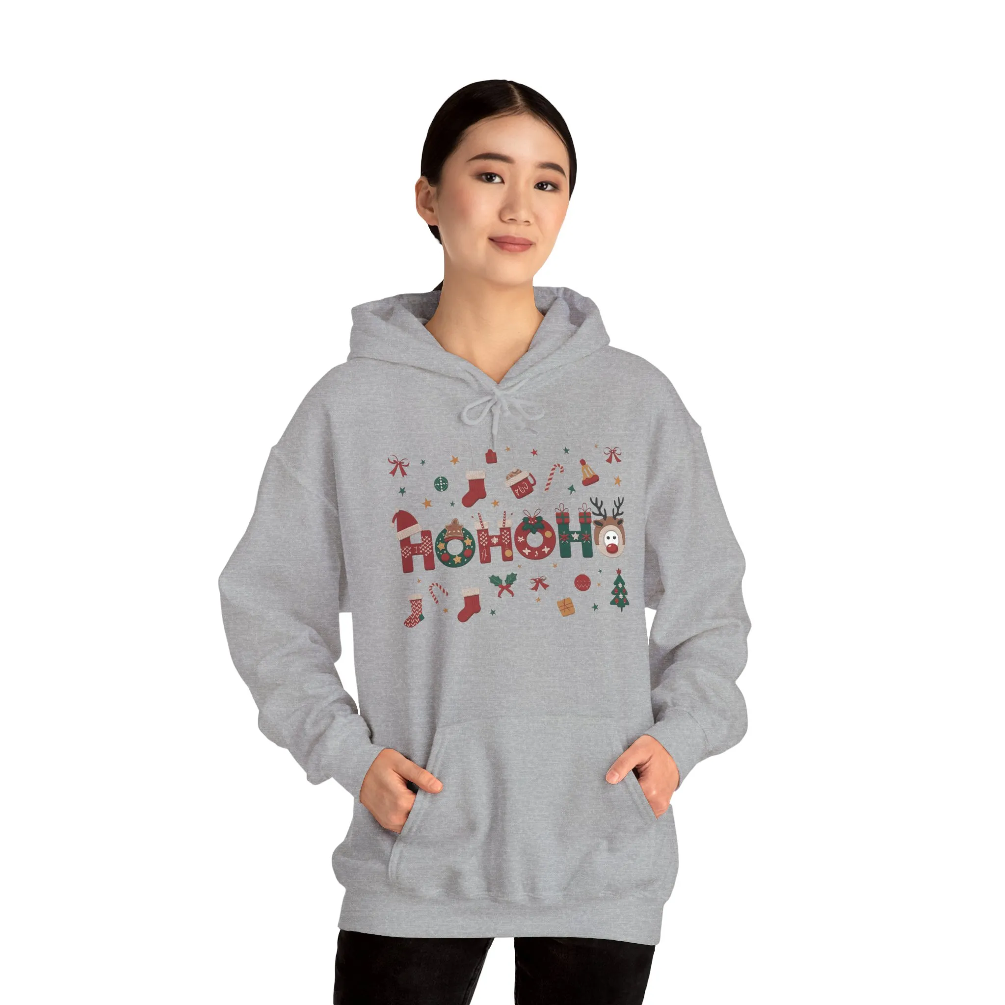 Matching Ho Ho Ho Christmas Sweatshirts, Mom and Daughter Holiday Hoodie Set, Cute Gingerbread - Reindeer Design, Family Christmas Outfits - Image 19