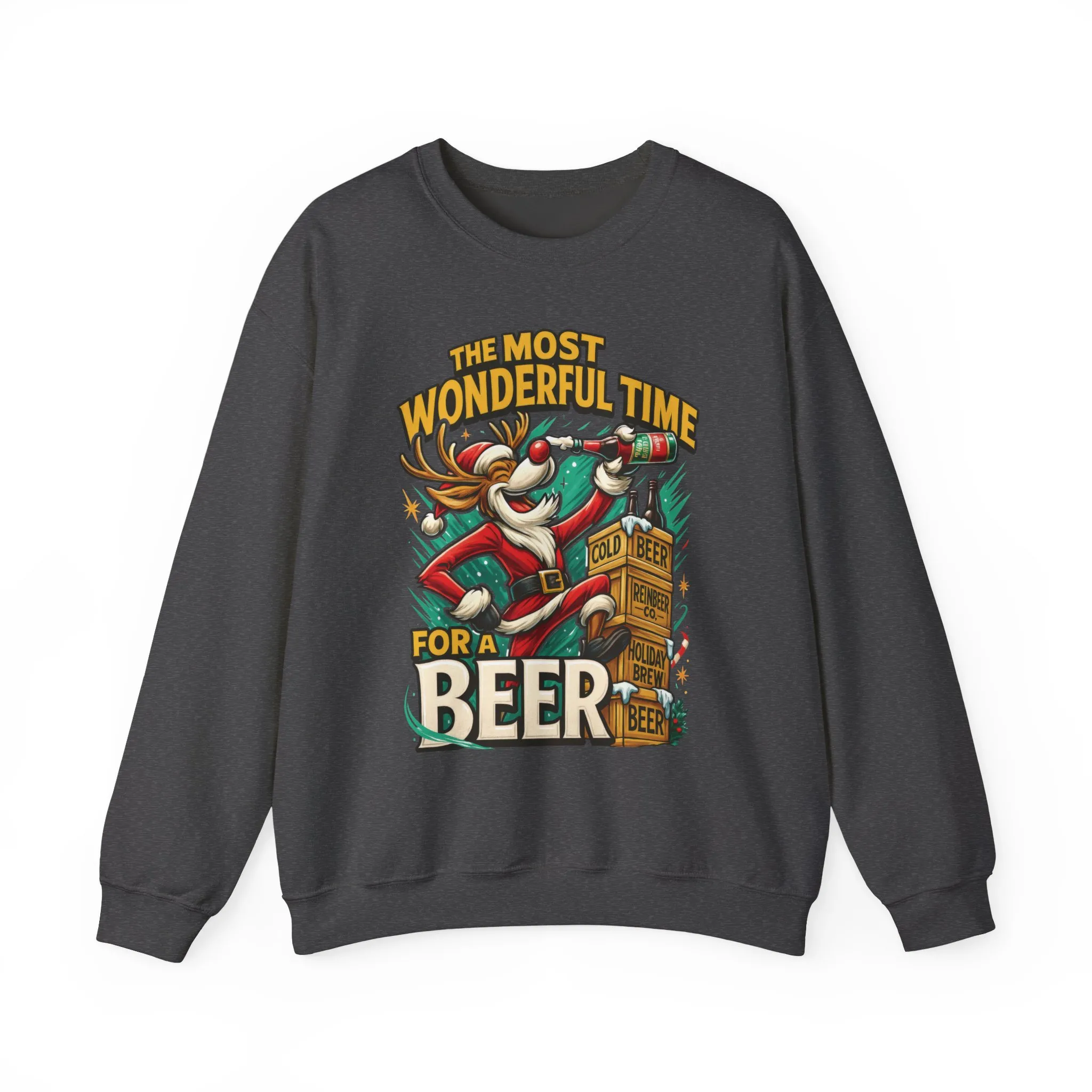 Funny Christmas Beer Men's Sweatshirt, The Most Wonderful Time for a Beer - Image 13