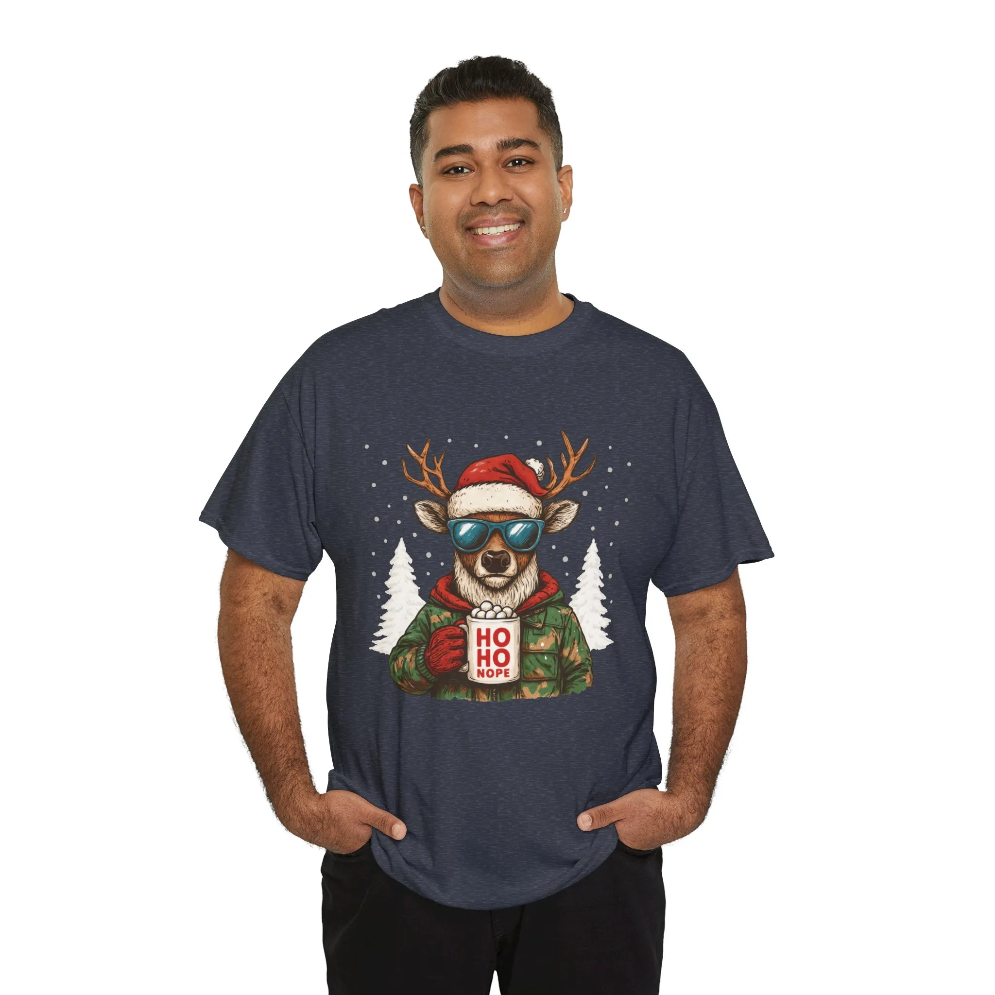 Men's HO HO NOPE Funny Christmas Sweatshirt, Cool Reindeer Pullover - Image 3
