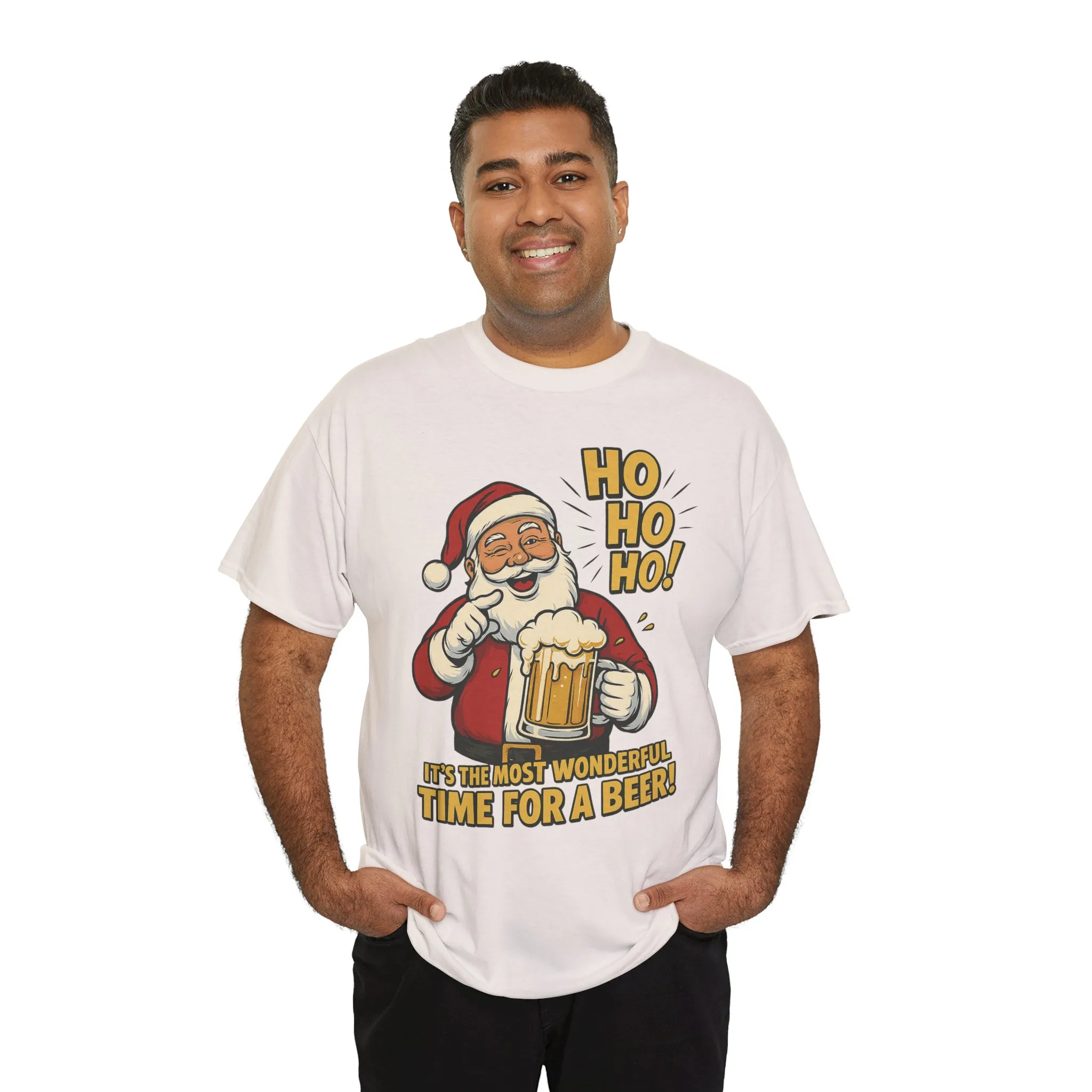 Funny Santa Beer Christmas T-Shirt, Men's Holiday Party Tee - Image 9