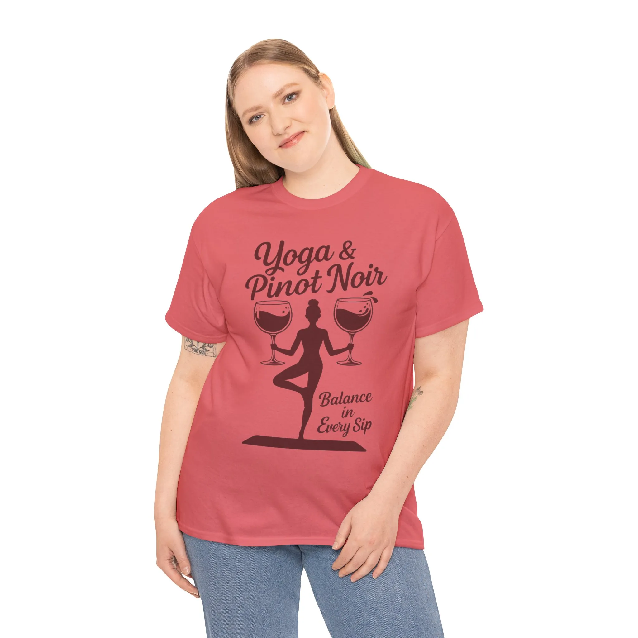 Yoga and Wine Shirt Women, Funny Pinot Noir Tee, Balance in Every Sip Tee, Yoga Lover Gift - Image 12