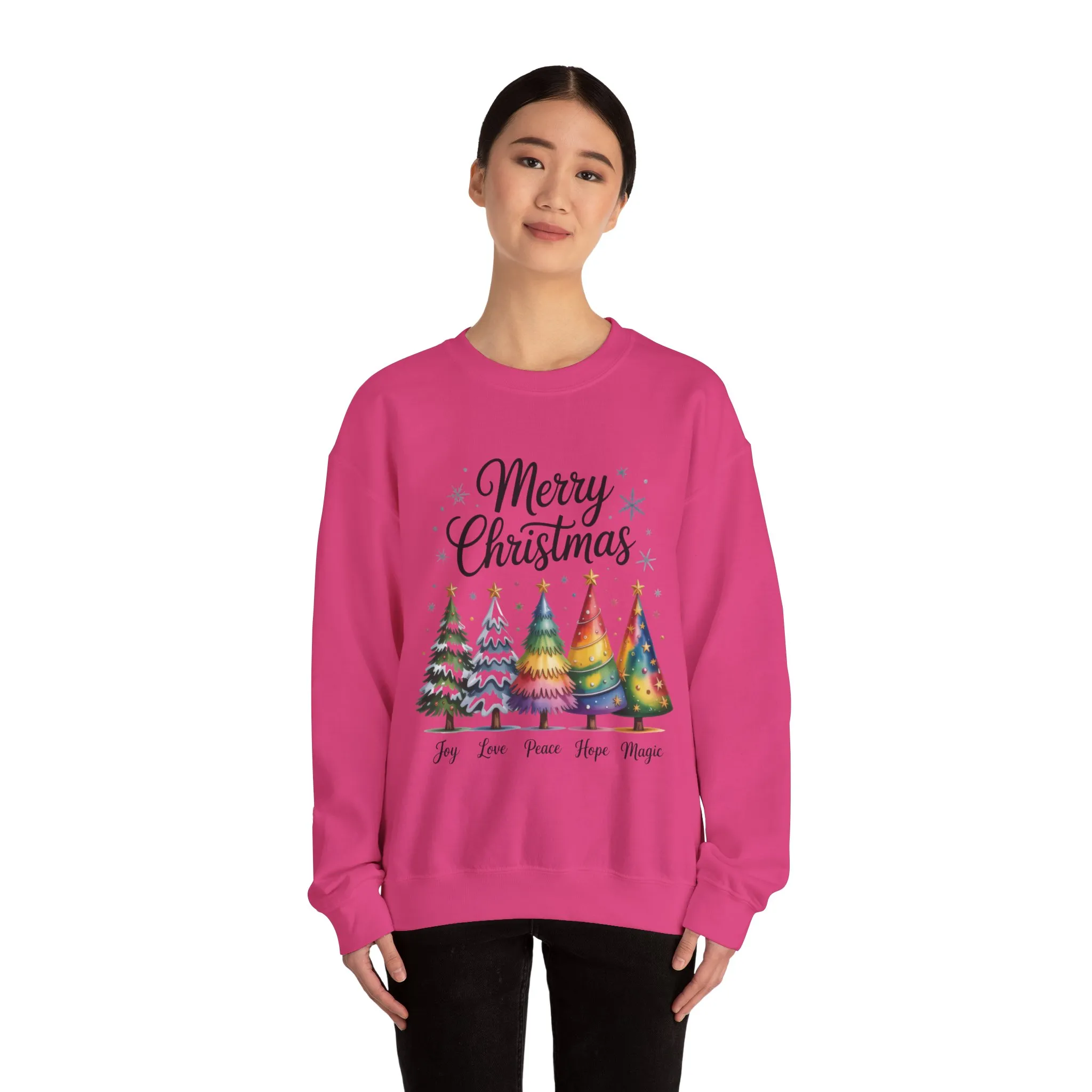 Merry Christmas Women's Sweatshirt, Joy Love Peace Hope Magic Pullover, Women's Heavy Blend™ Crewneck Sweatshirt - Image 20