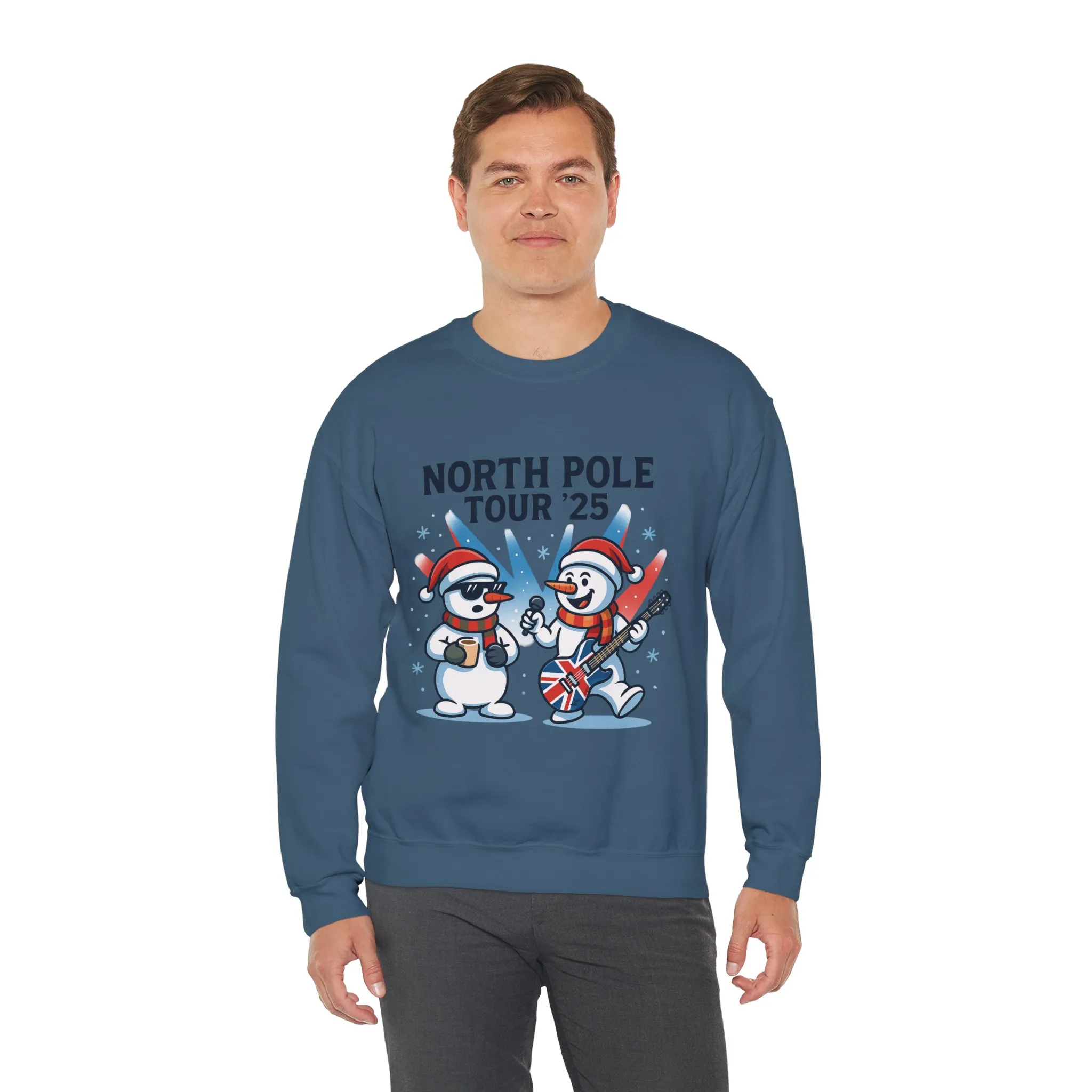 North Pole Tour 25 Men's Christmas Sweatshirt, Funny Rock Band Holiday Jumper - Image 18