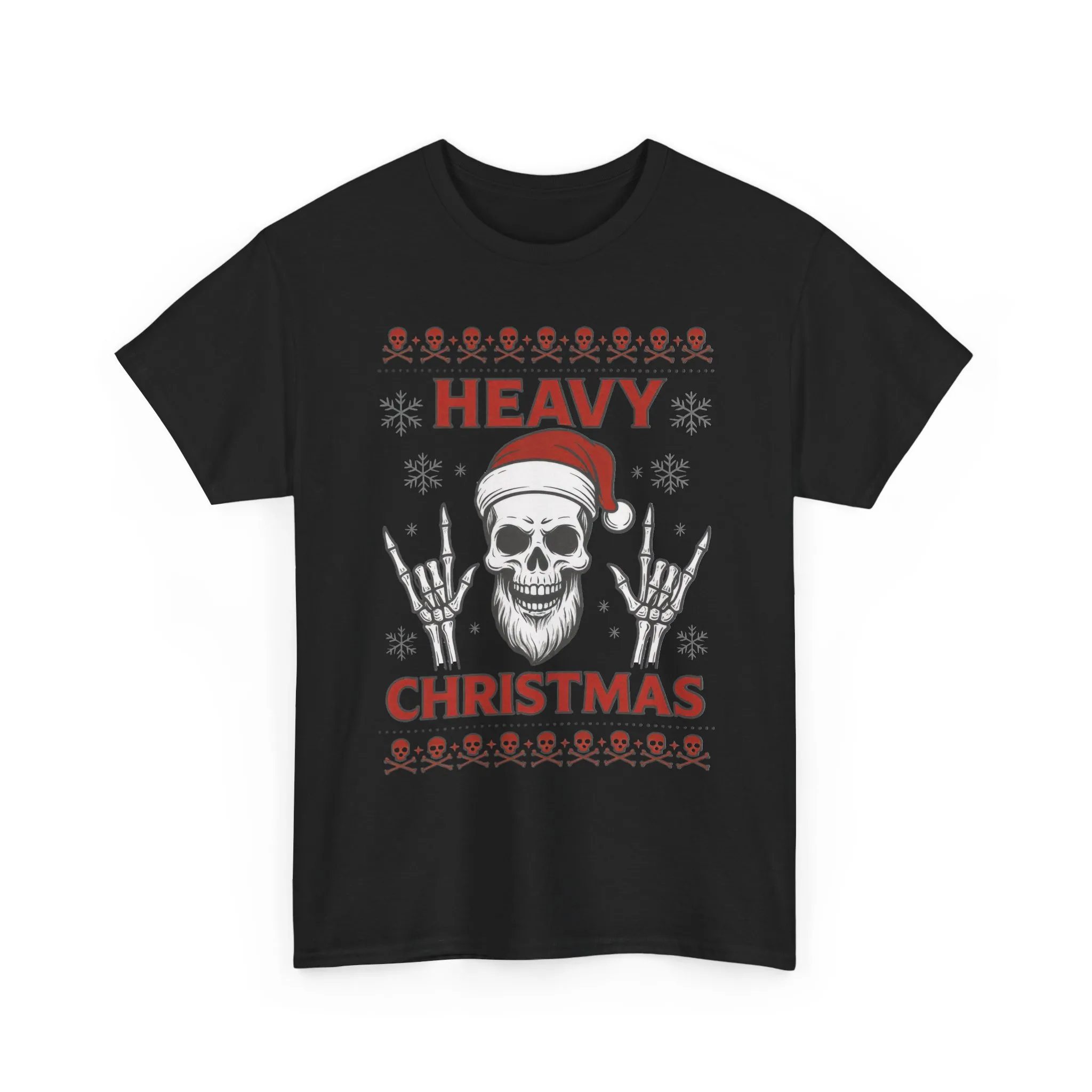 Heavy Christmas Men's T-Shirt, Metal Santa Skull Holiday Pullover for Men - Image 4
