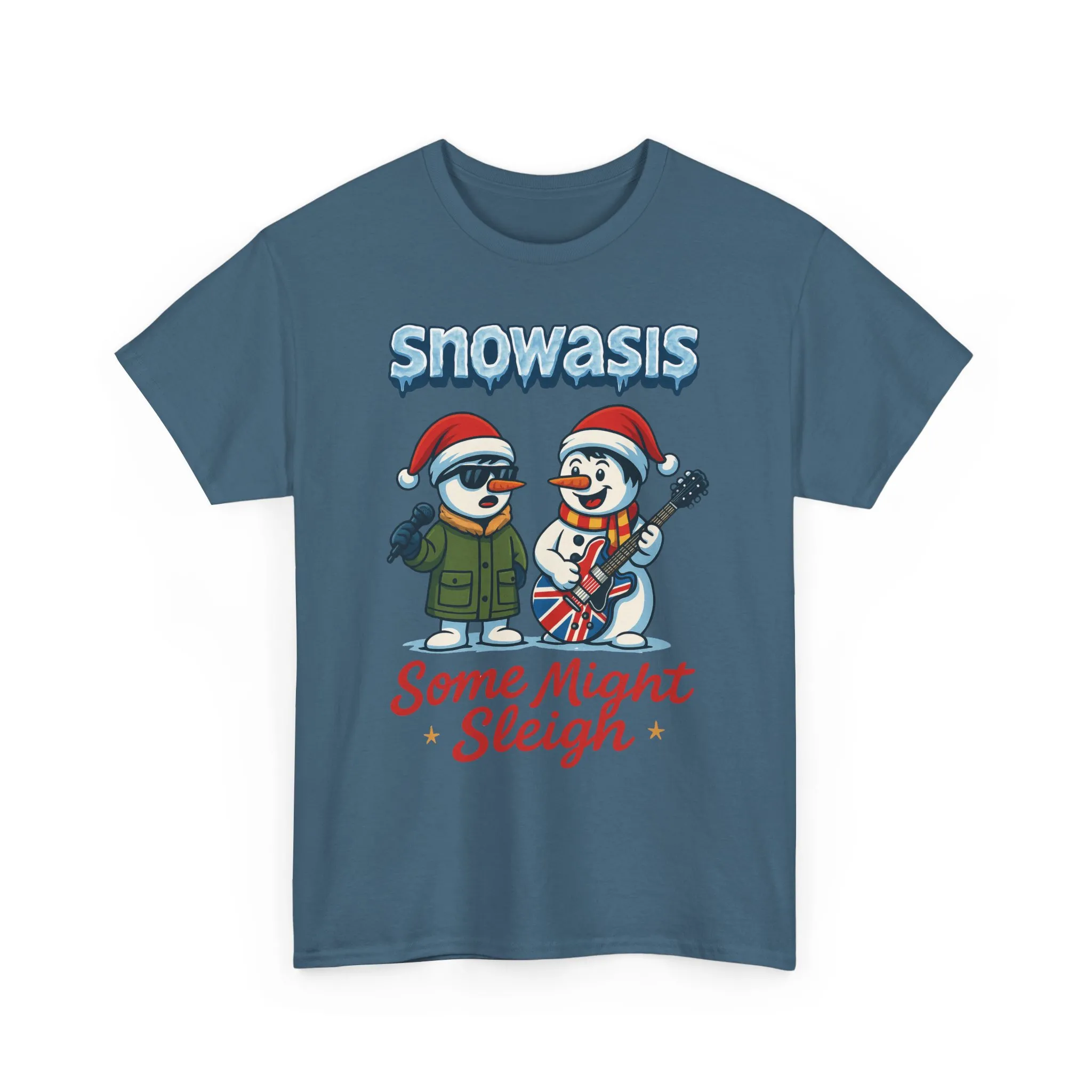 Funny Snowman Band Men's Christmas T-Shirt, Snowasis Some Might Sleigh Tee - Image 16