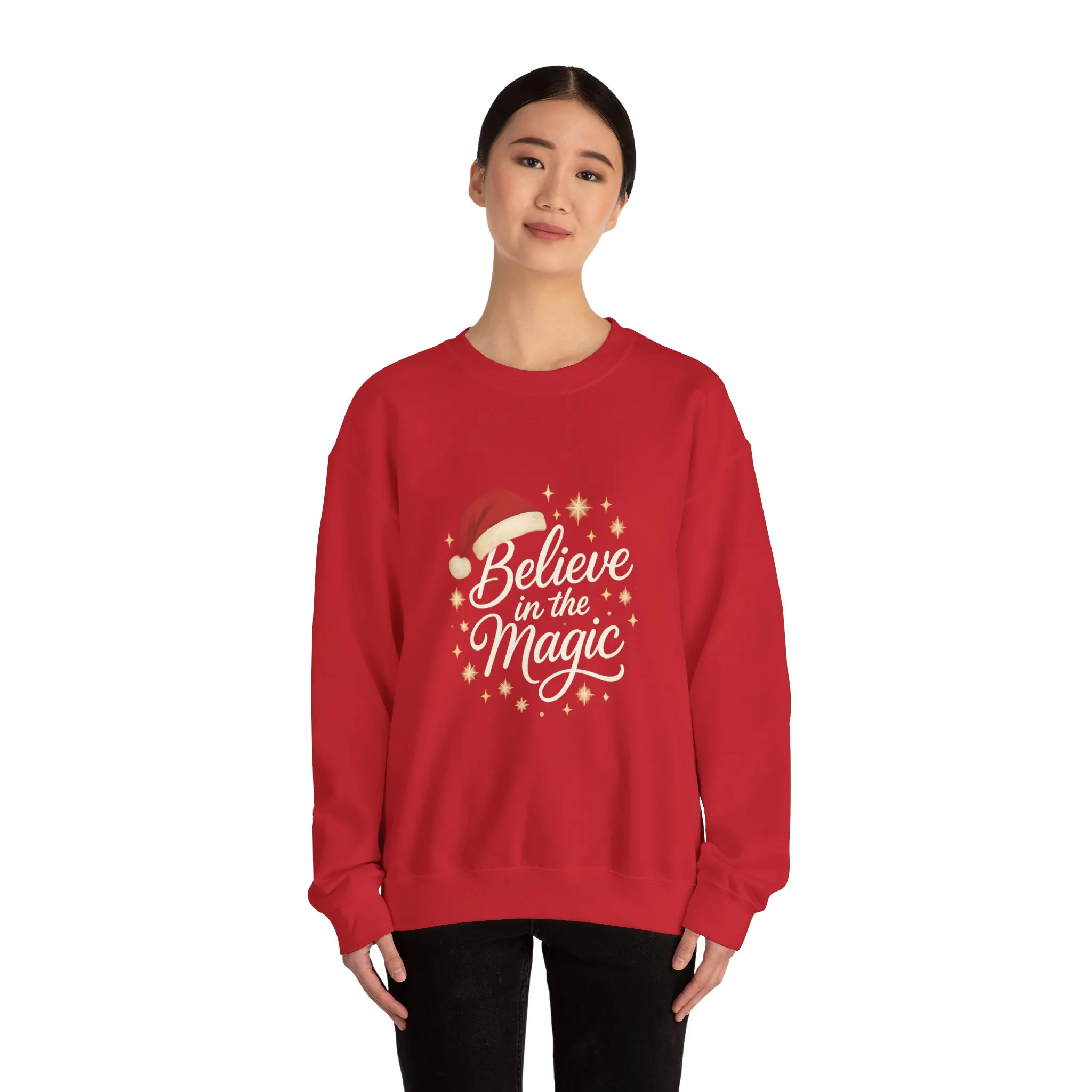 Believe in the Magic Women's Christmas Shirt, Santa Hat Holiday Cozy Sweatshirt, Women's Heavy Blend™ Crewneck Sweatshirt - Image 26