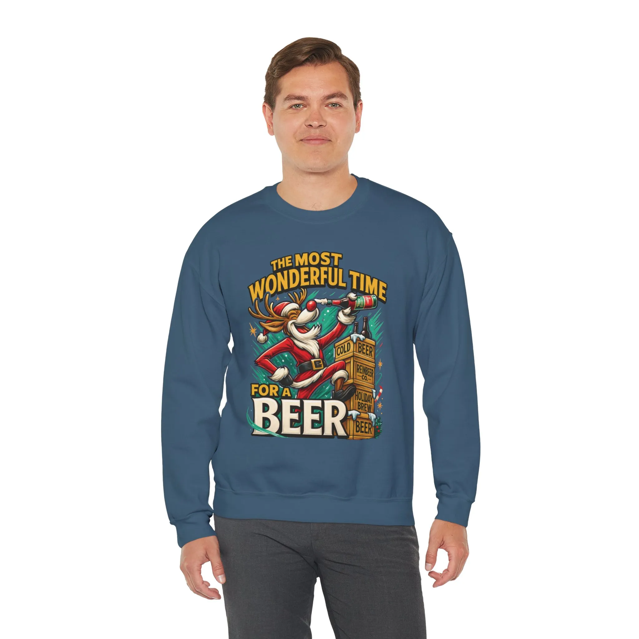 Funny Christmas Beer Men's Sweatshirt, The Most Wonderful Time for a Beer