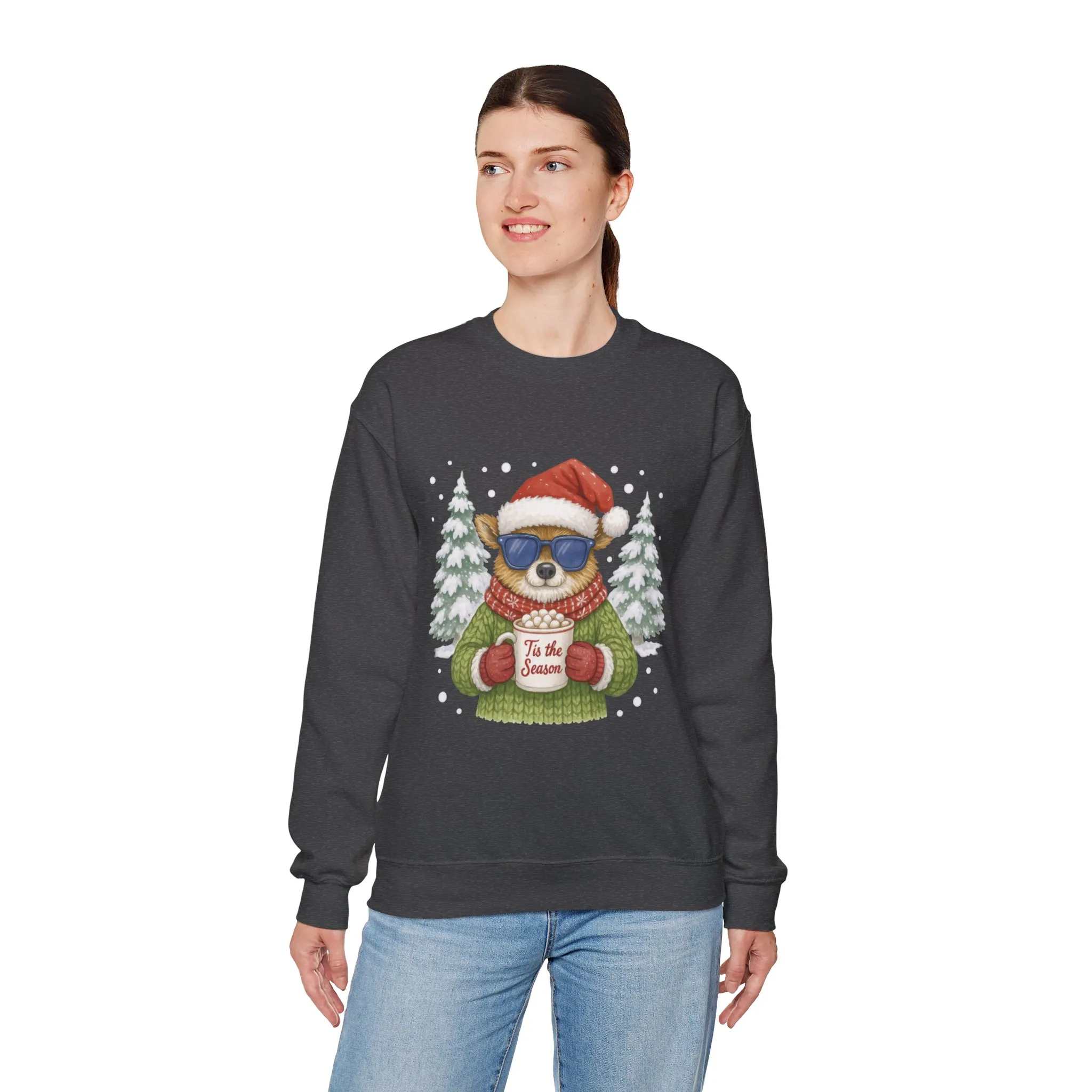 Women's Tis the Season Christmas Sweatshirt, Festive Reindeer Pullover - Image 12