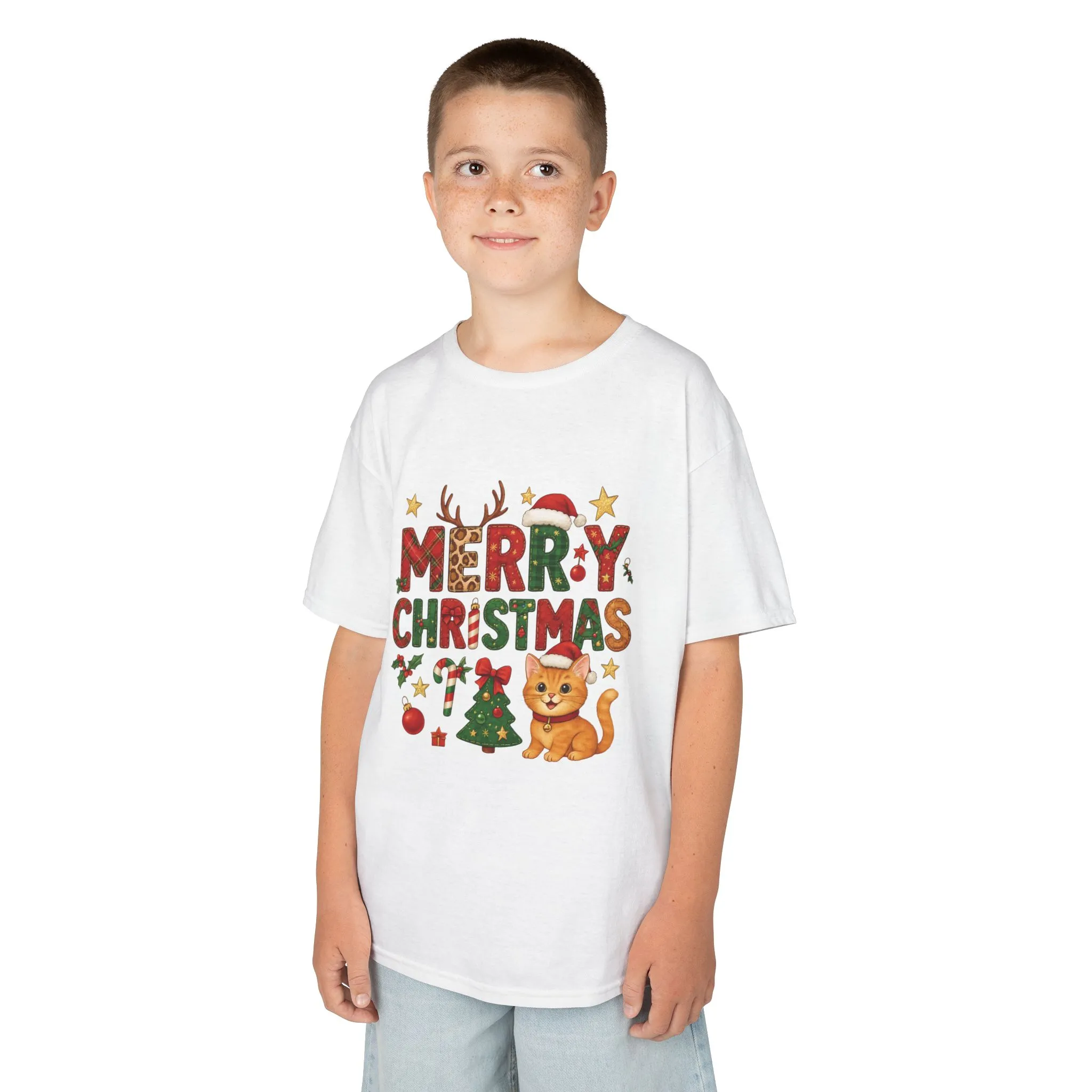 Merry Christmas Cat Shirt for Girls, Cute Holiday Kitten Tee - Image 6