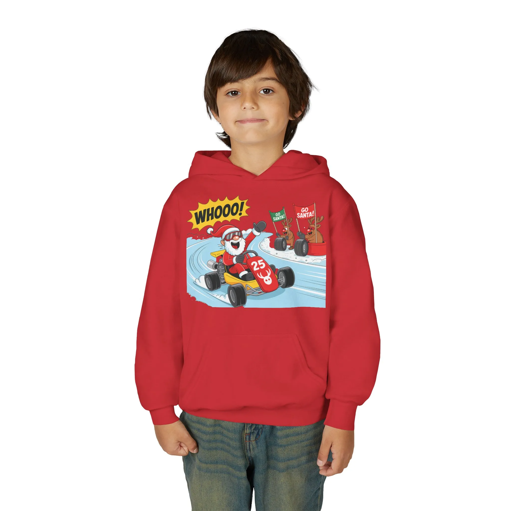 Go Santa Kart Racing Christmas Hoodie, Funny Santa - Reindeer Holiday Sweatshirt for Kids, Cute Christmas Jumper Youth Gift - Image 31