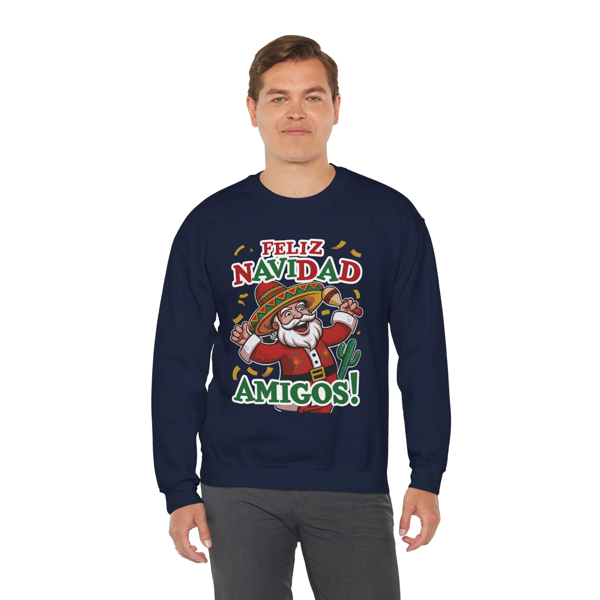 Feliz Navidad Amigos Sweatshirt, Funny Mexican Santa Christmas Jumper, Latin Holiday Fiesta Pullover - Image 24
