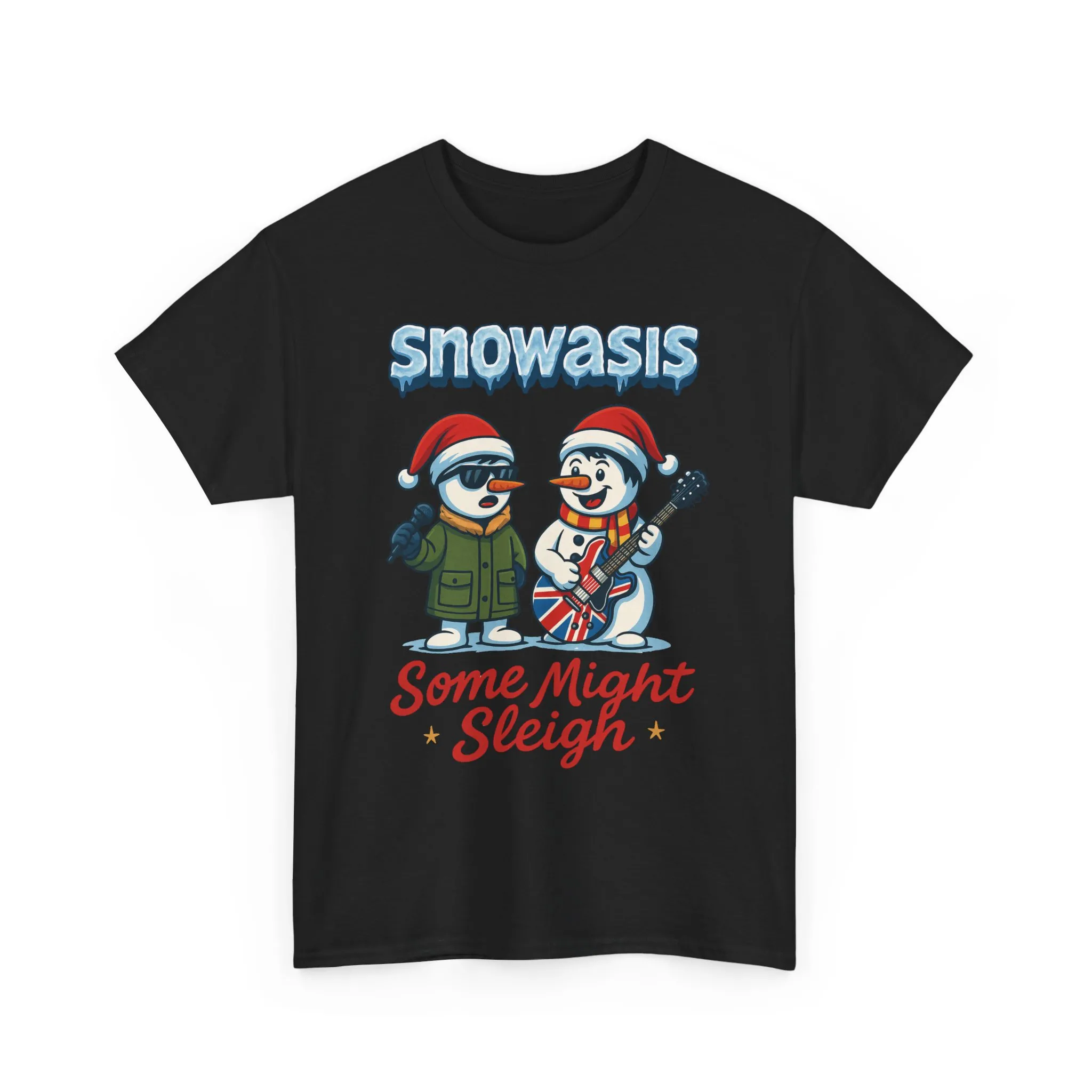 Funny Snowman Band Men's Christmas T-Shirt, Snowasis Some Might Sleigh Tee - Image 4