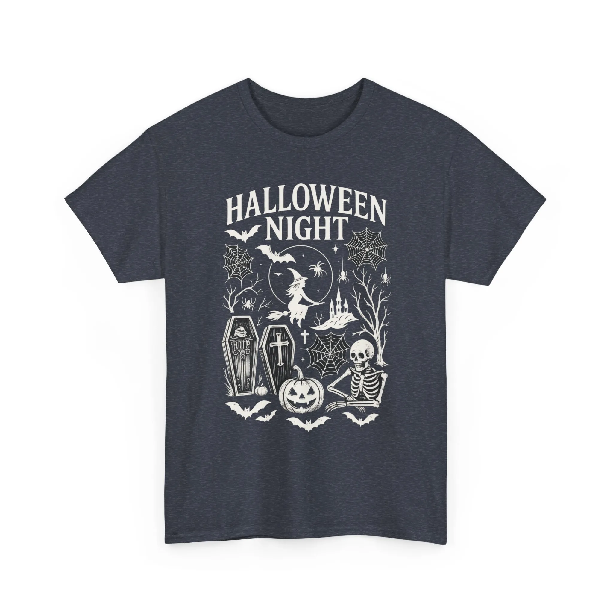Halloween Night Women's T-Shirt, Gothic Witch Skeleton Pumpkin Tee, Spooky Scary Shirt for Halloween Party - Image 13