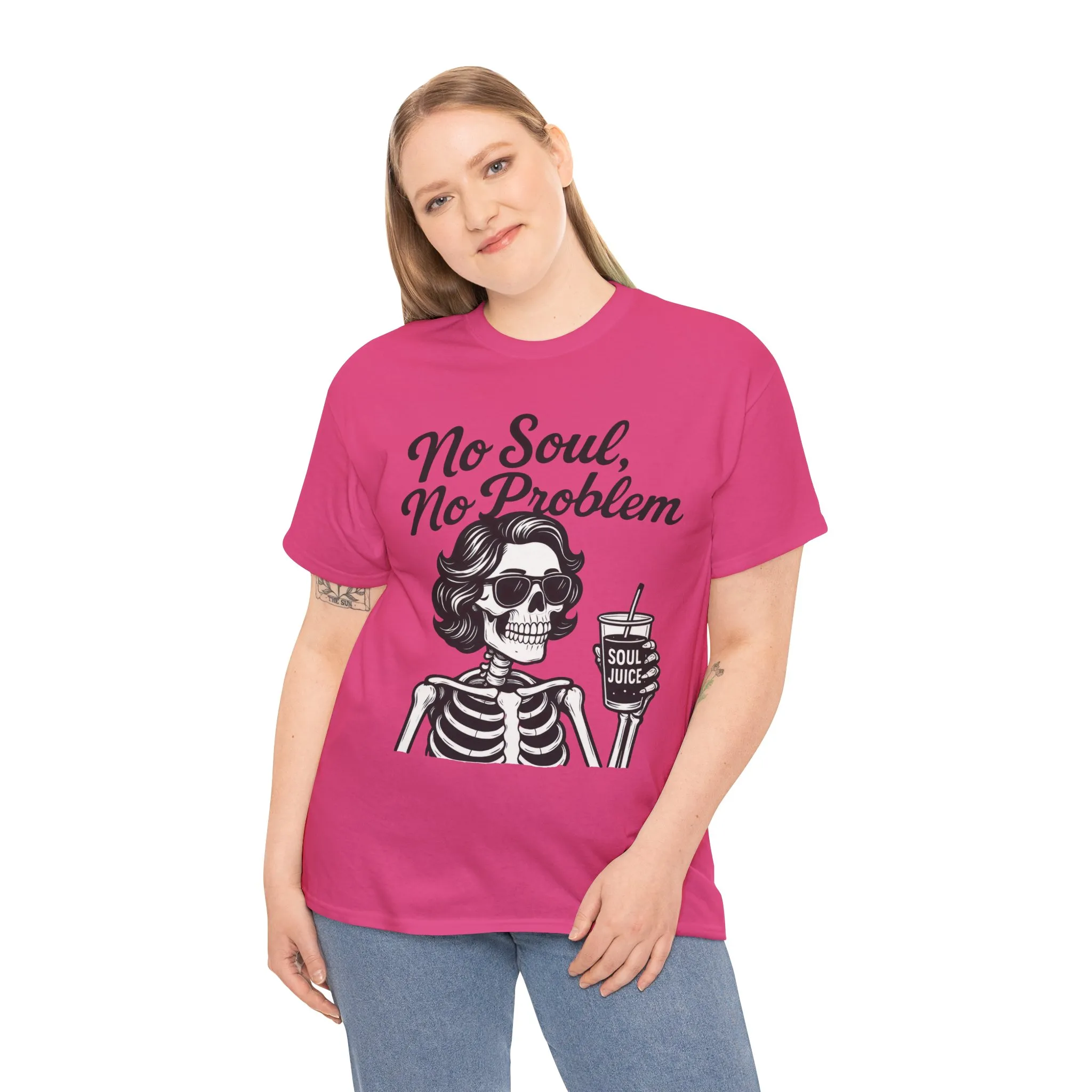 No Soul No Problem Skeleton T-Shirt for Women, Funny Gothic Skull Tee, Dark Humor Halloween Shirt, Spooky Retro Skeleton Top - Image 21