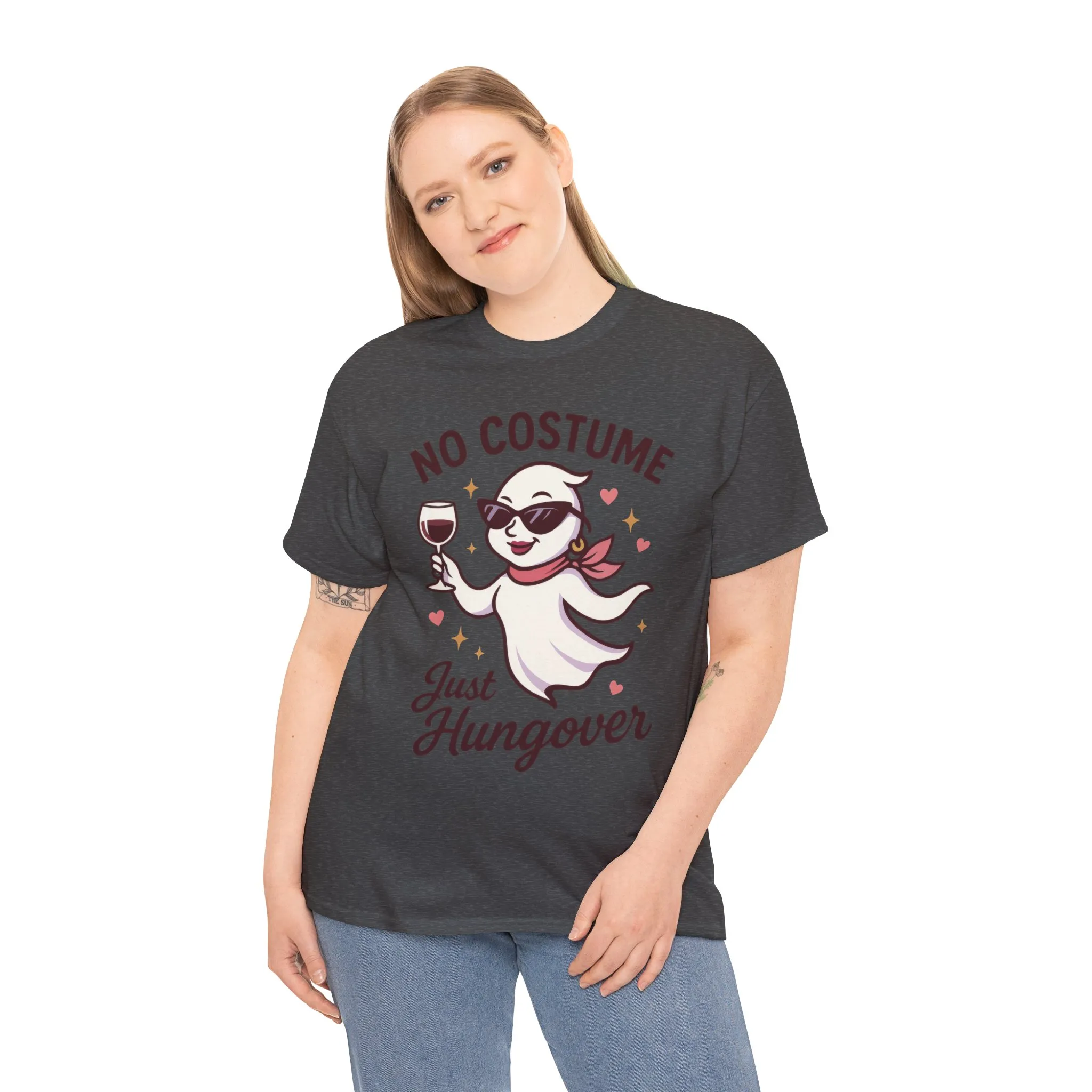 No Costume Just Hungover Women's T-Shirt, Funny Ghost Wine Halloween Party Graphic Tee - Image 12