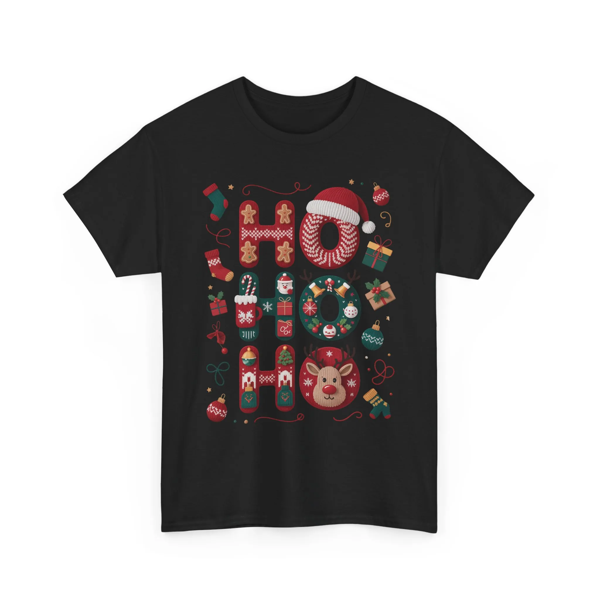 Ho Ho Ho Women's Christmas T-Shirt - Sweatshirt, Cute Festive Holiday Top, Gingerbread, Reindeer - Santa Hat Design, Cozy Christmas Fashion - Image 7