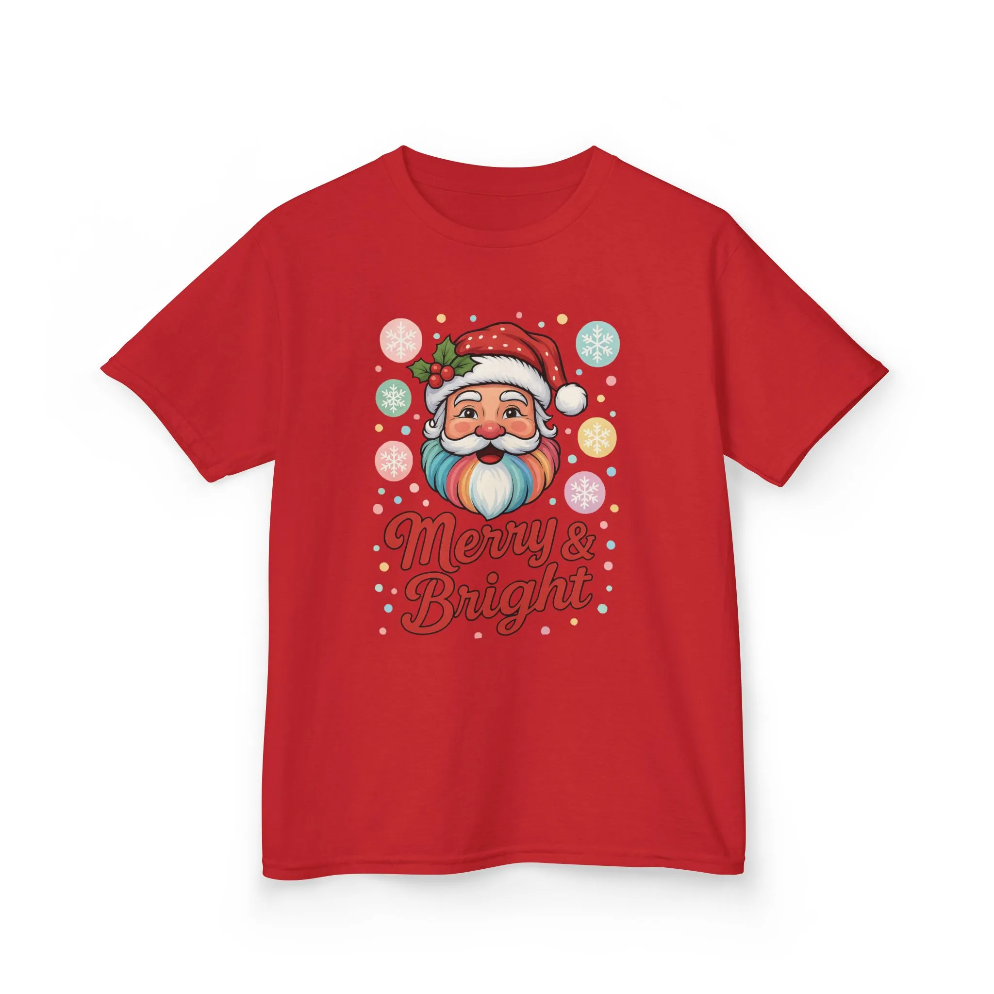 Kids Merry - Bright Santa Christmas T-Shirt, Cute Pastel Holiday Tee, Colorful Santa Shirt for Girls - Image 17