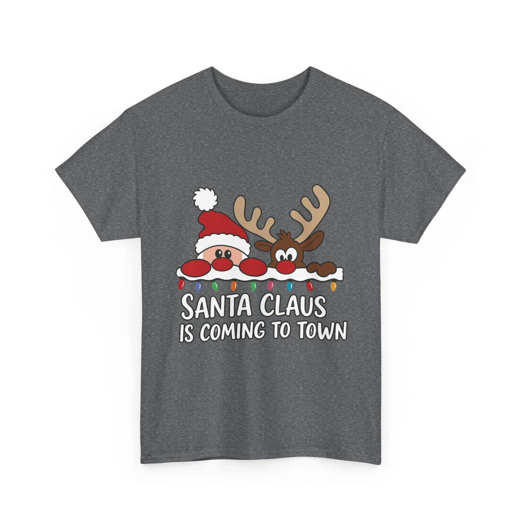 Santa Claus Is Coming to Town Women's Christmas T-Shirt, Cute Santa - Reindeer Holiday Tee - Image 10